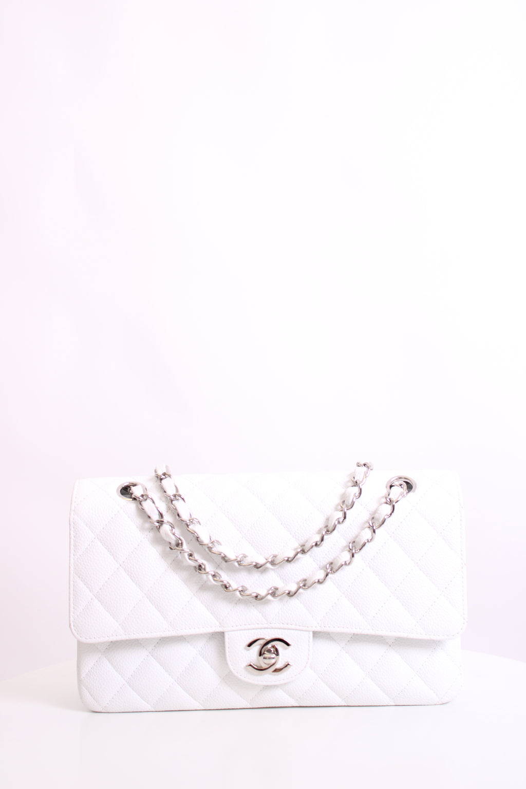 White Chanel Classic Flap
