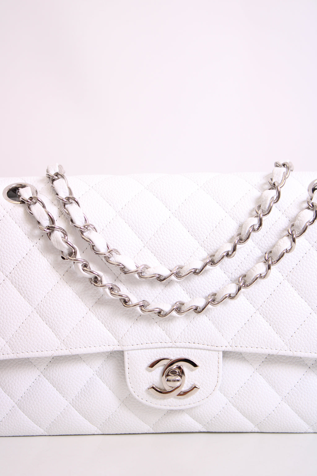 White Chanel Classic Flap