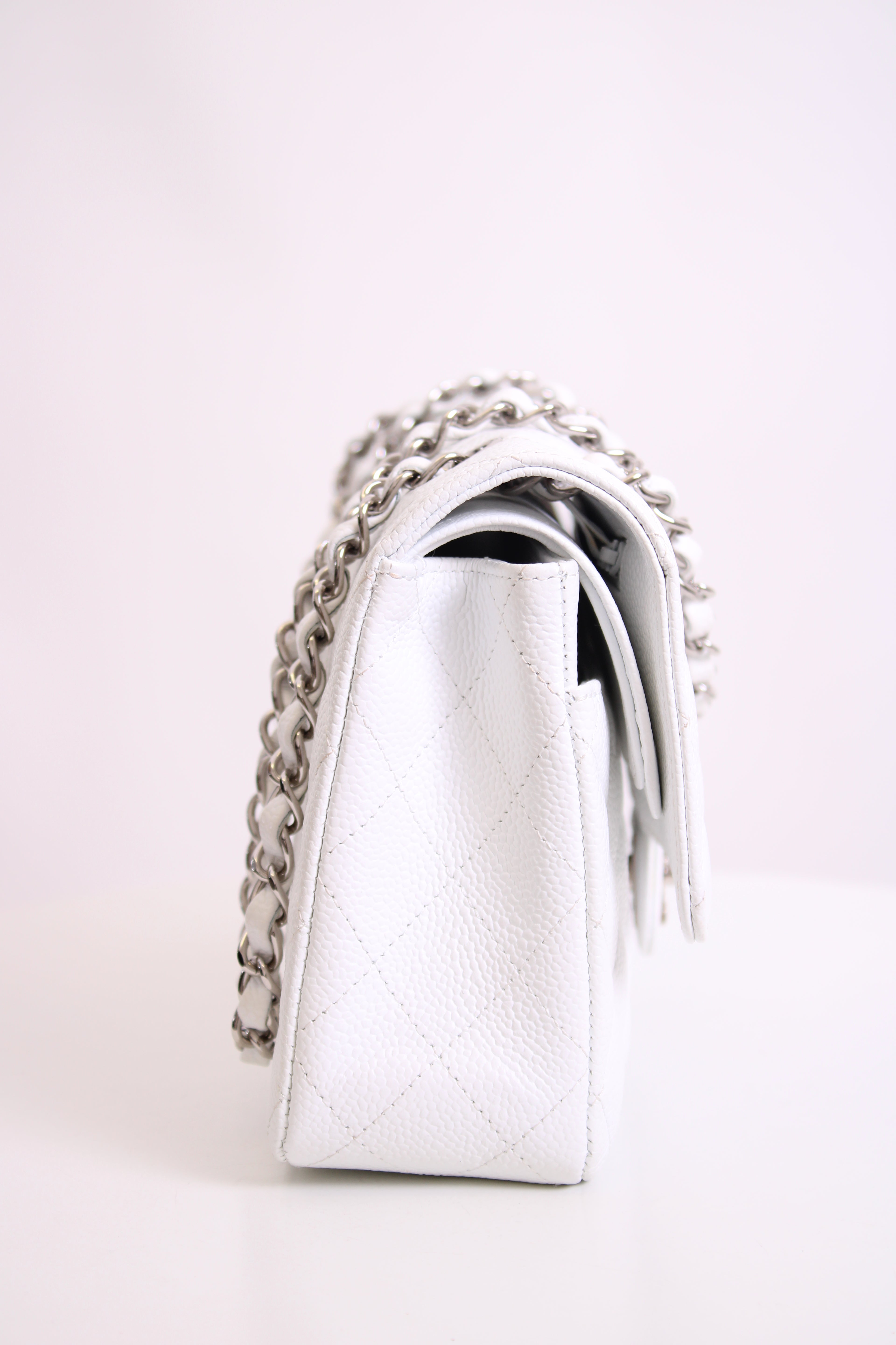 White Chanel Classic Flap