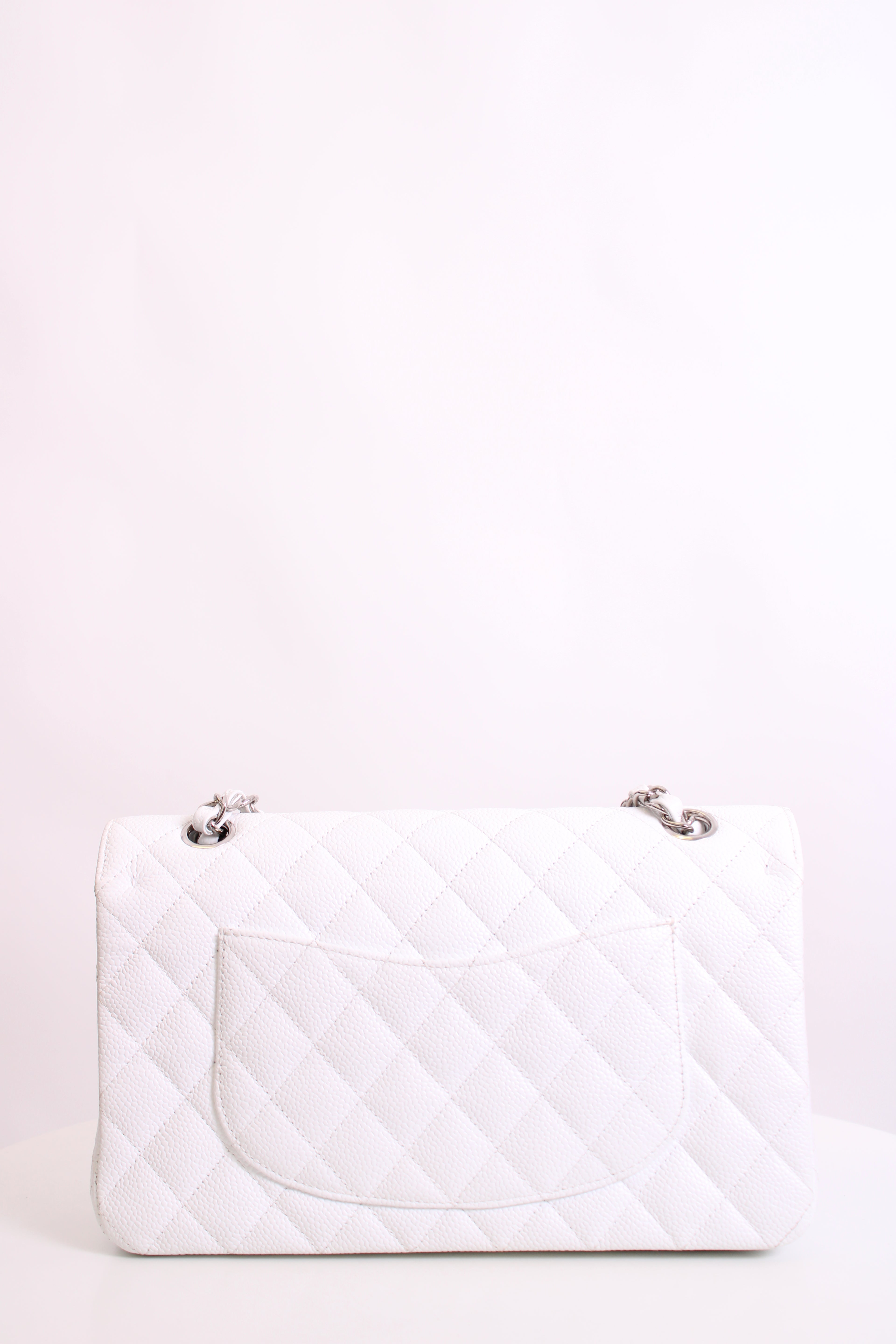 White Chanel Classic Flap