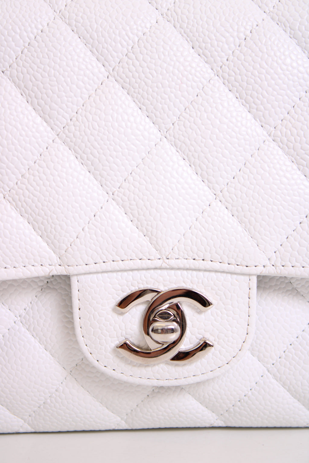 White Chanel Classic Flap