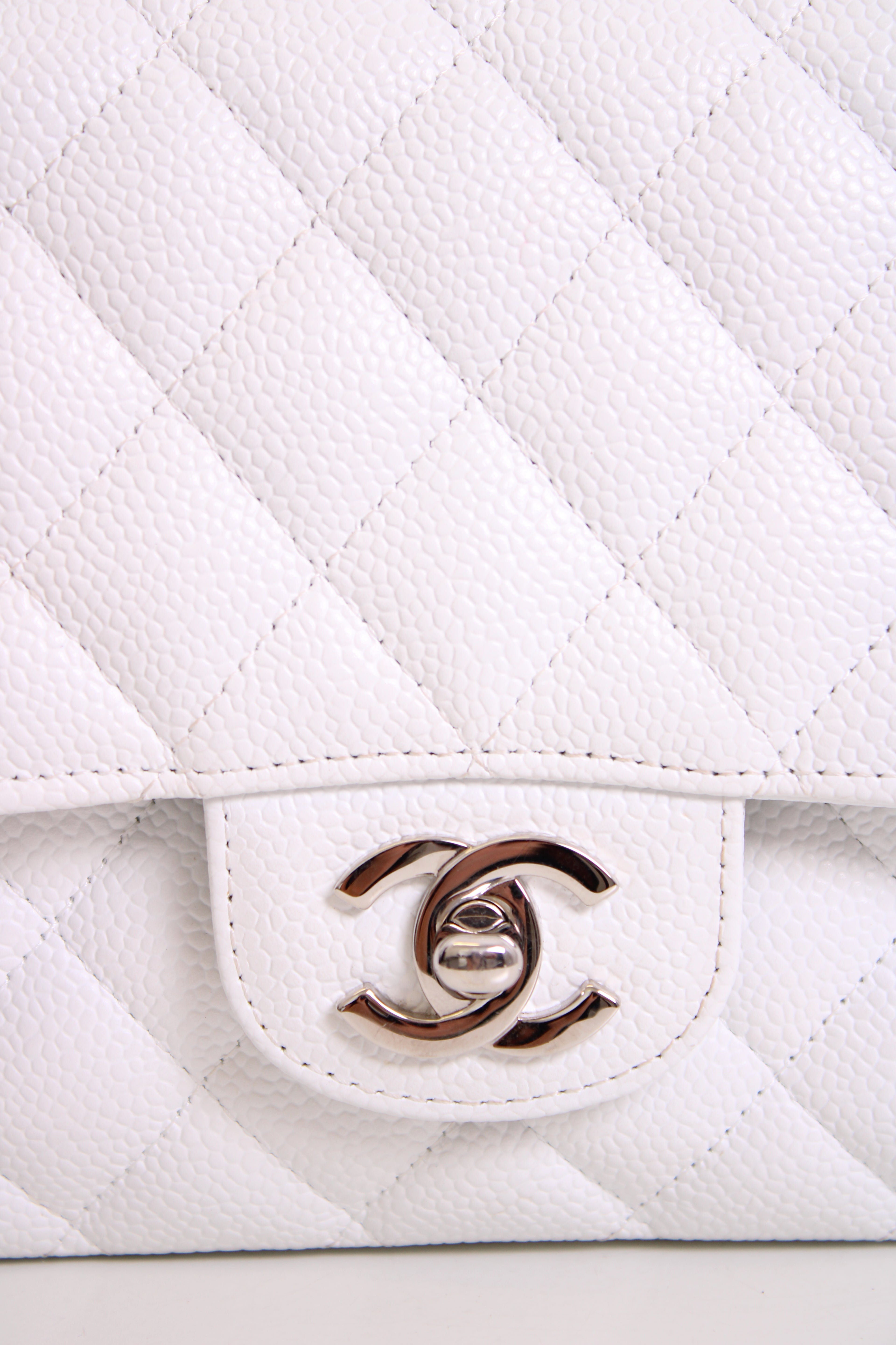 White Chanel Classic Flap