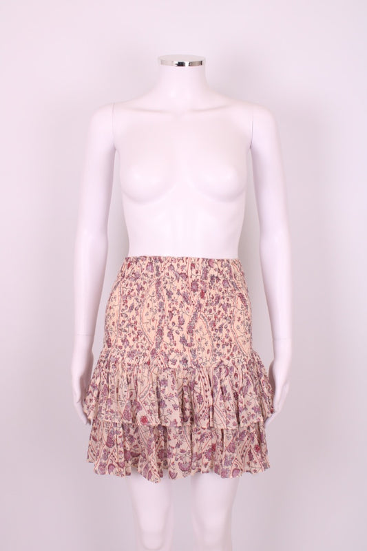 Isabel Marant Etoile Floral Ruffle Mini Skirt Cream/ Taupe 8