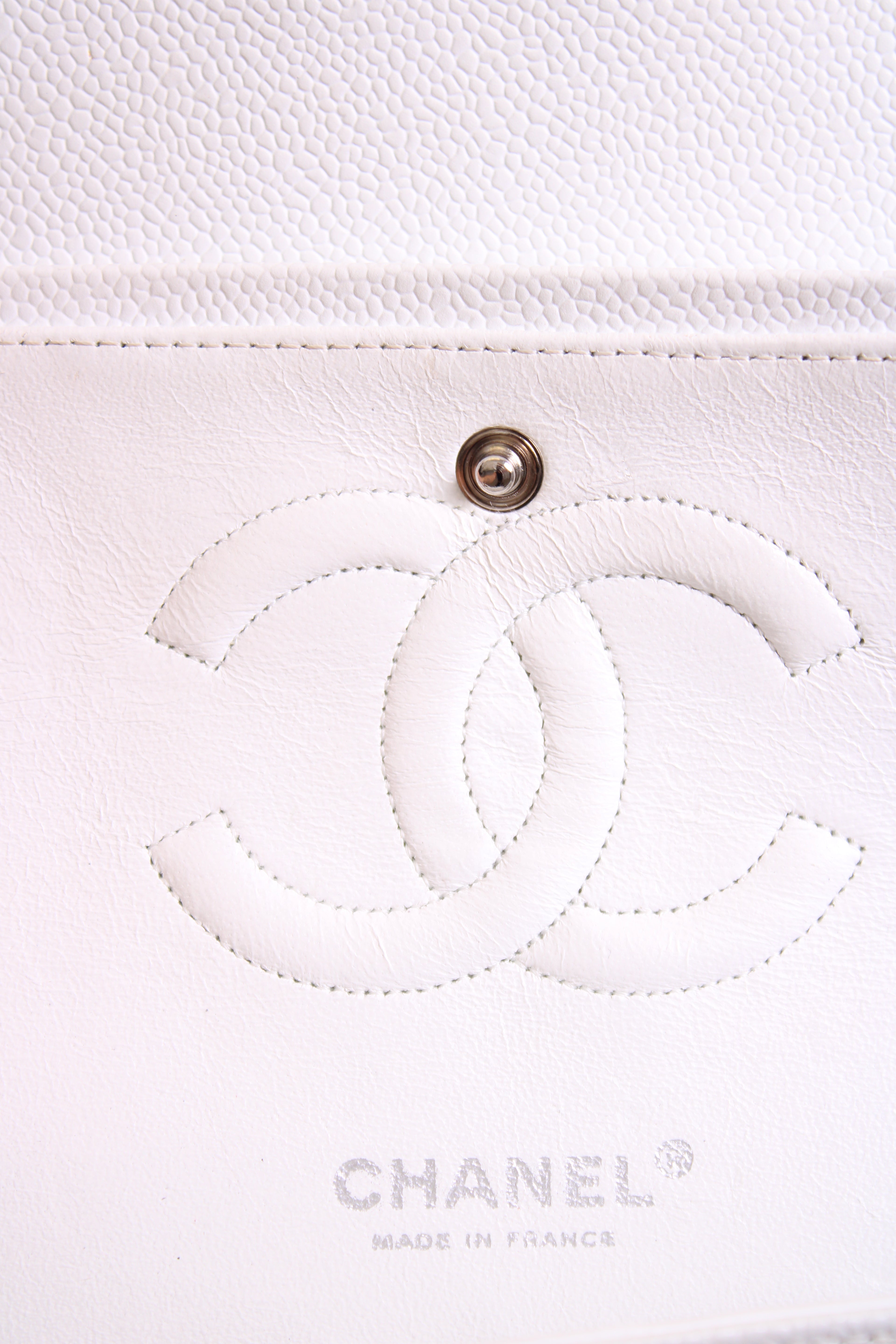 White Chanel Classic Flap