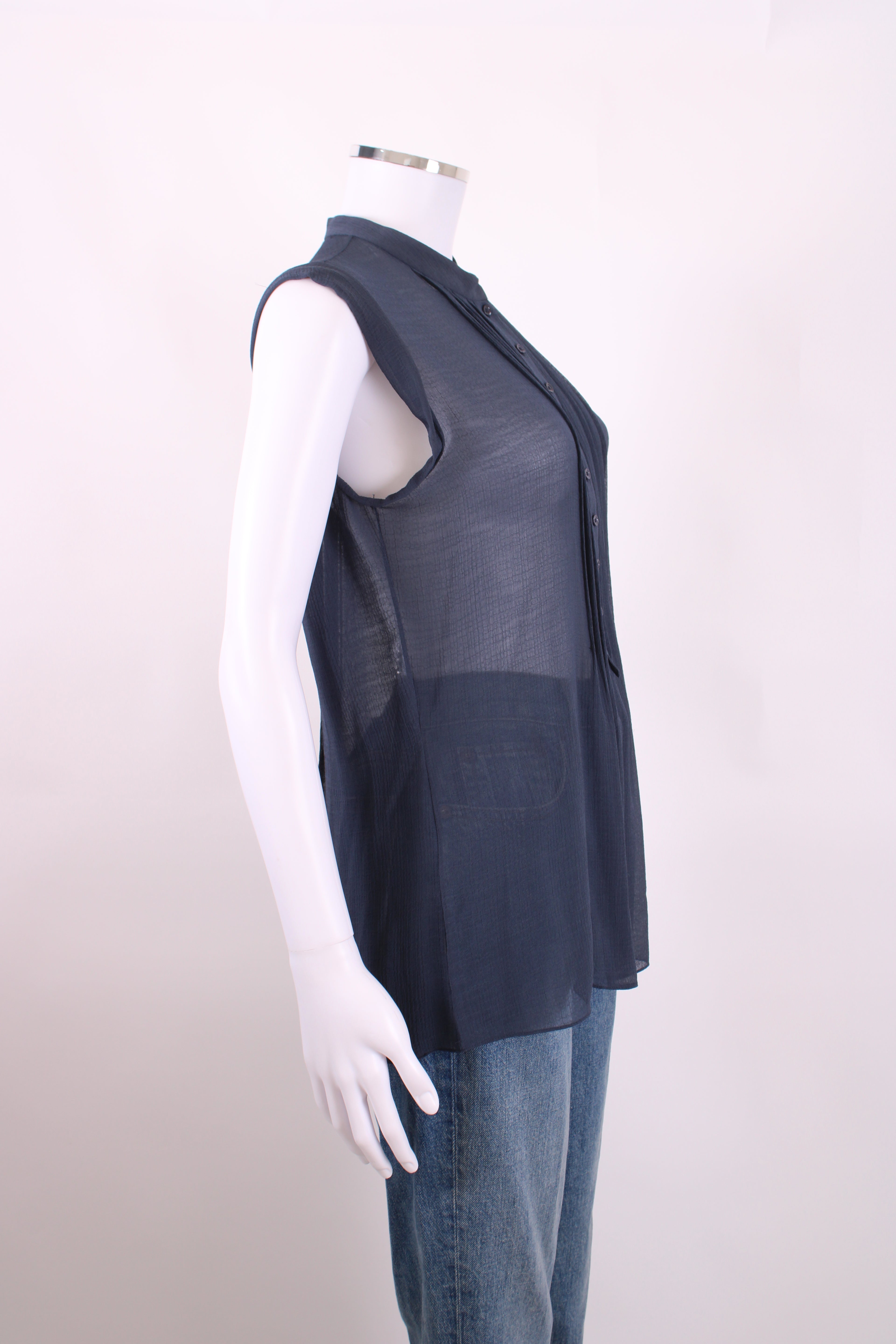 Joseph S/S Sheer Blouse Navy 12