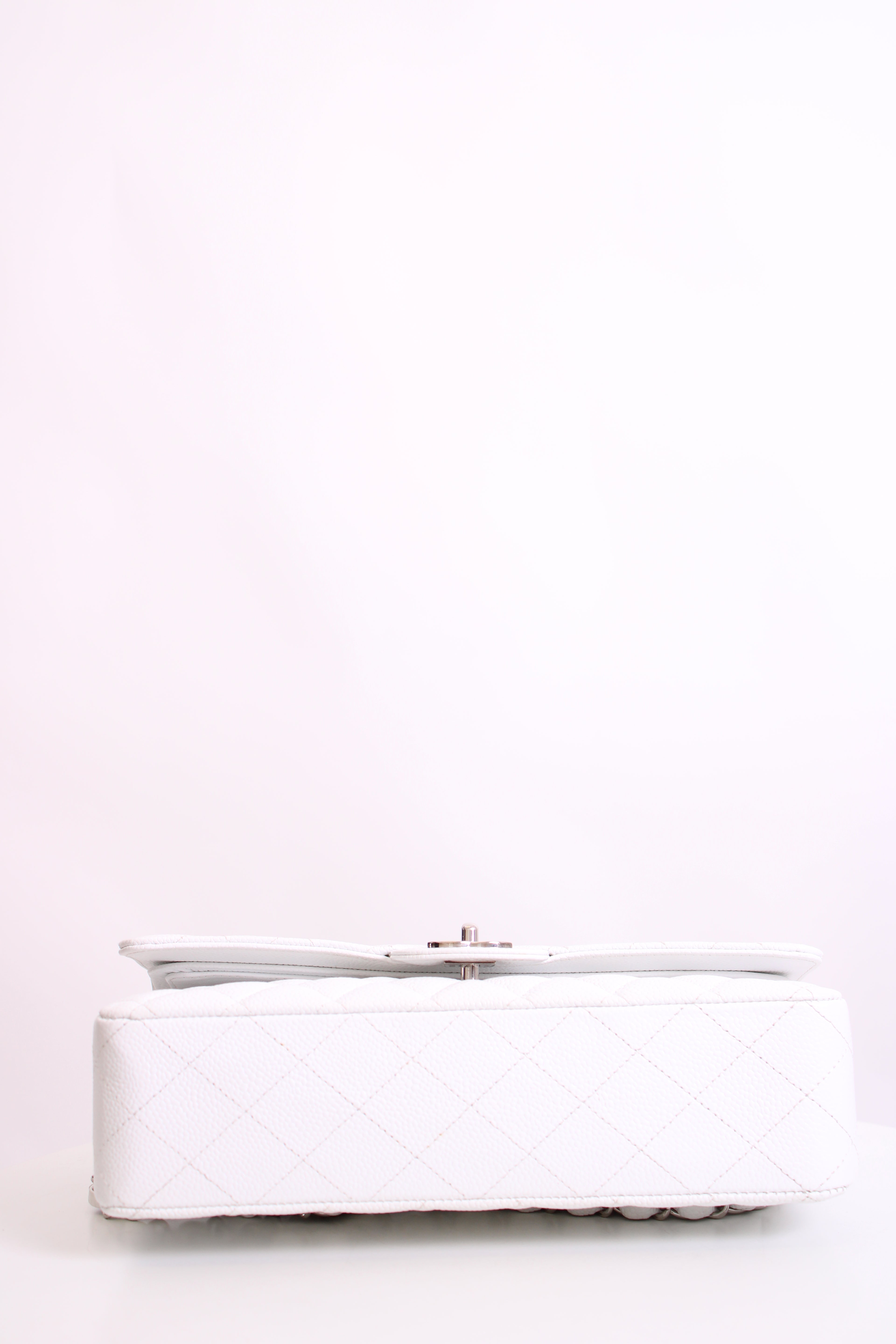 White Chanel Classic Flap