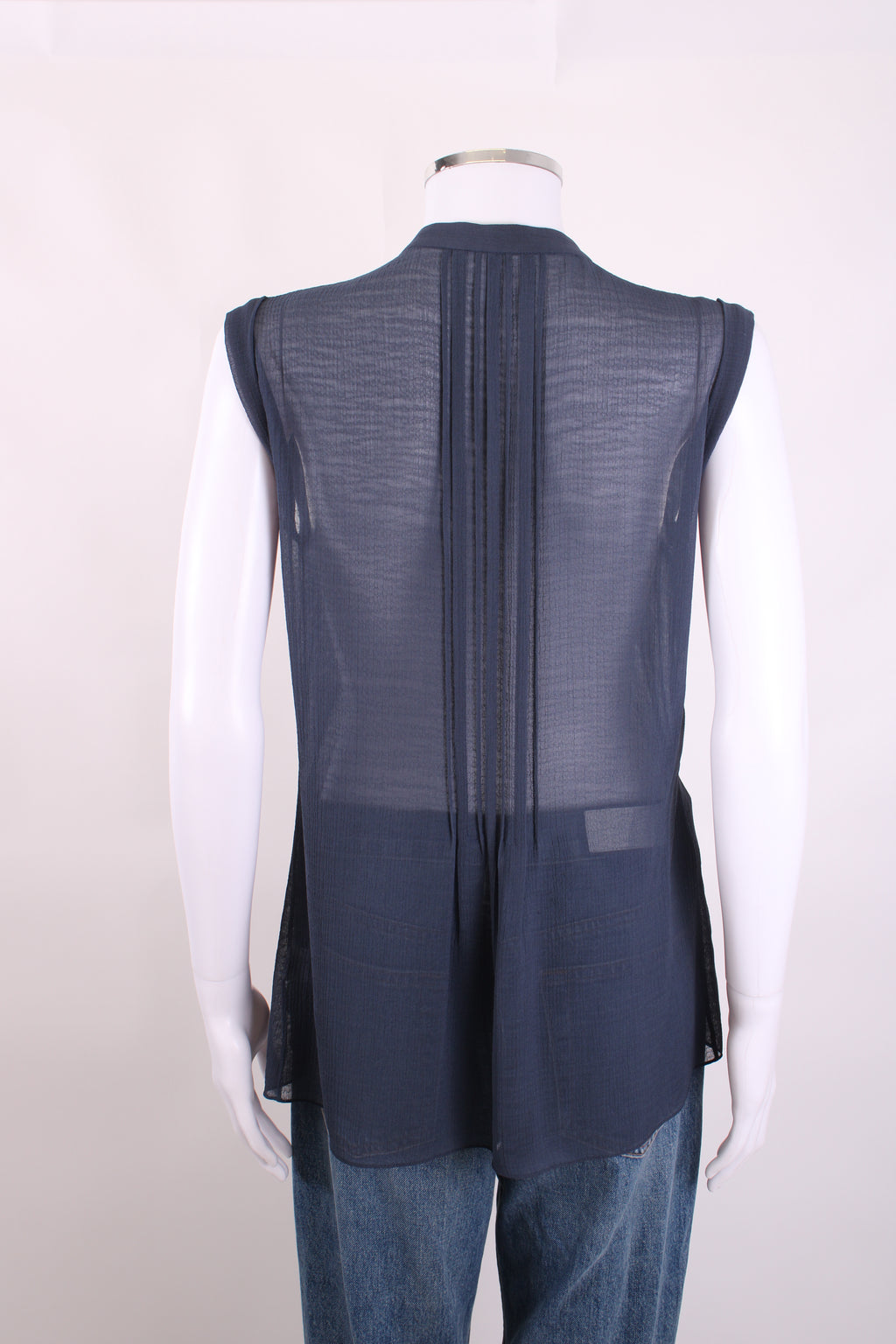 Joseph S/S Sheer Blouse Navy 12