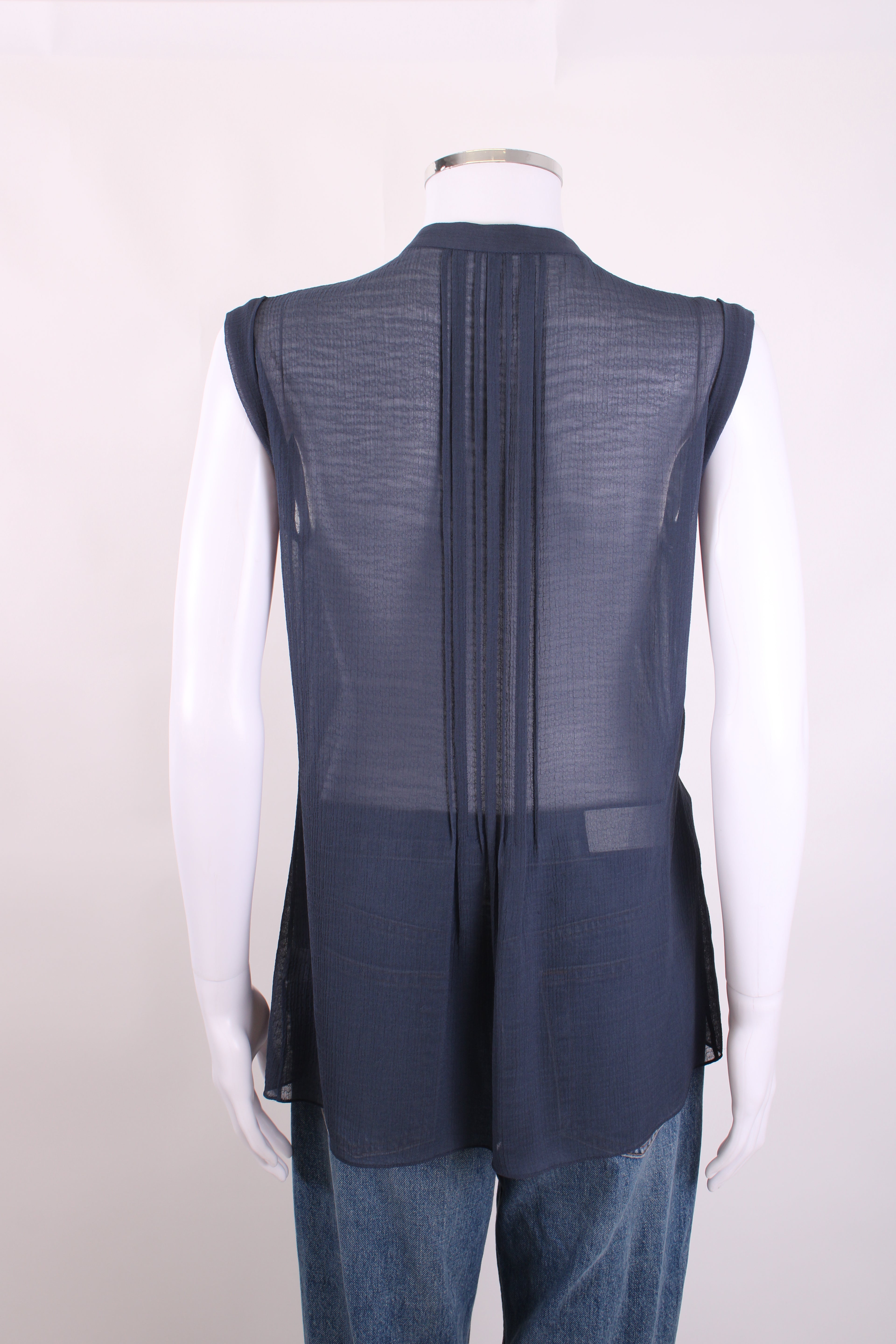 Joseph S/S Sheer Blouse Navy 12