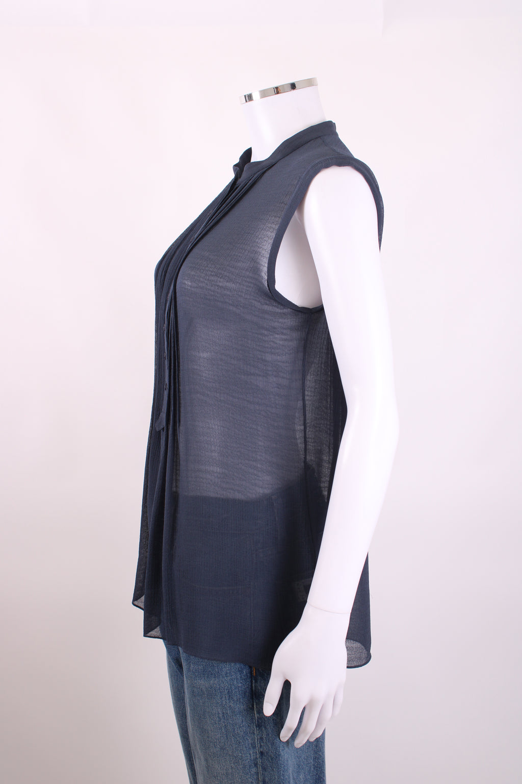 Joseph S/S Sheer Blouse Navy 12