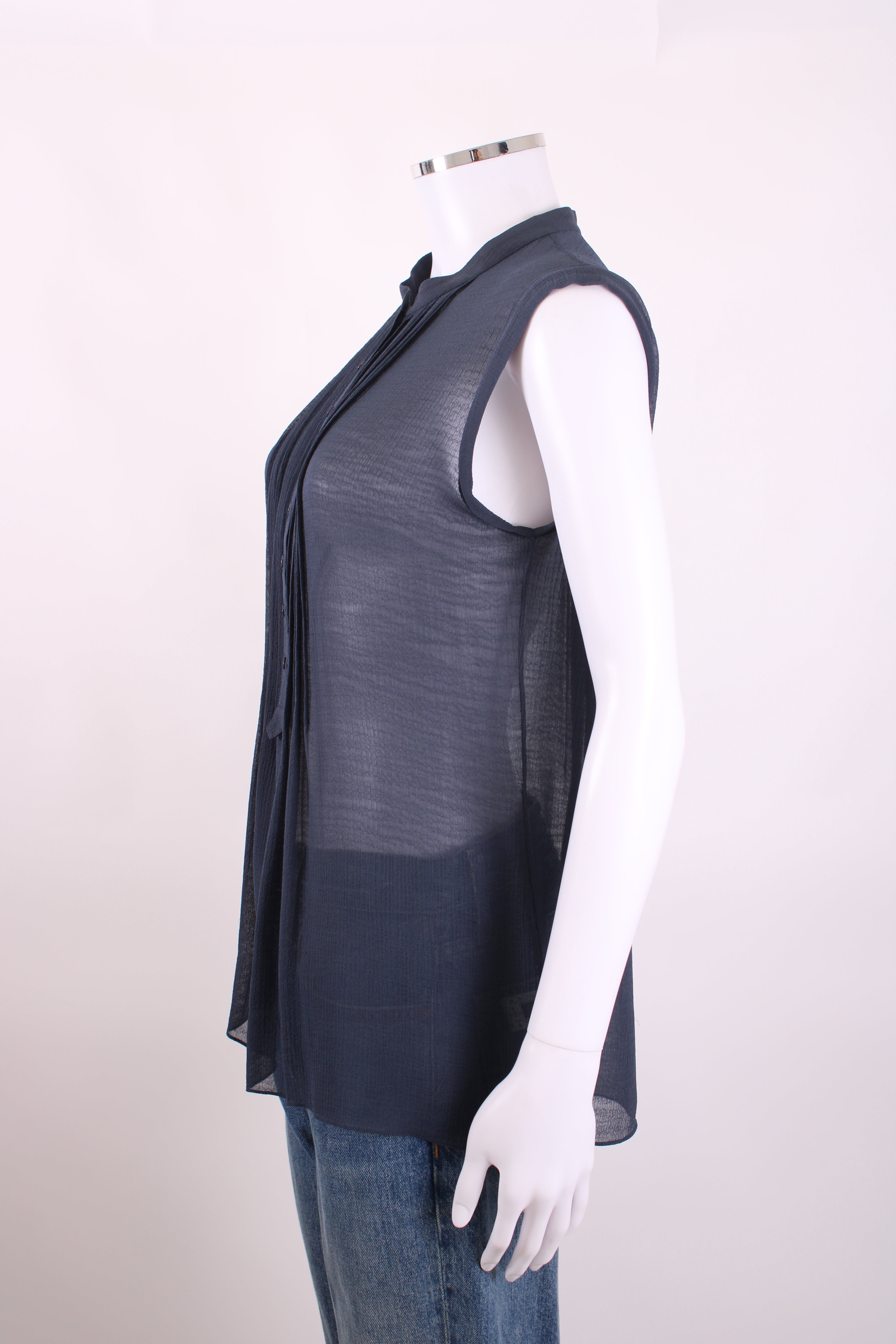 Joseph S/S Sheer Blouse Navy 12