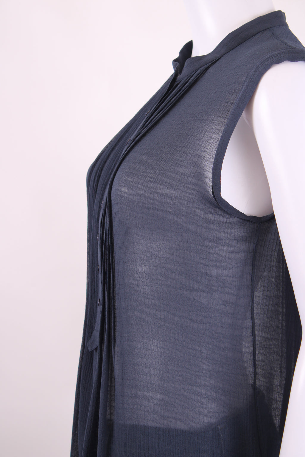 Joseph S/S Sheer Blouse Navy 12