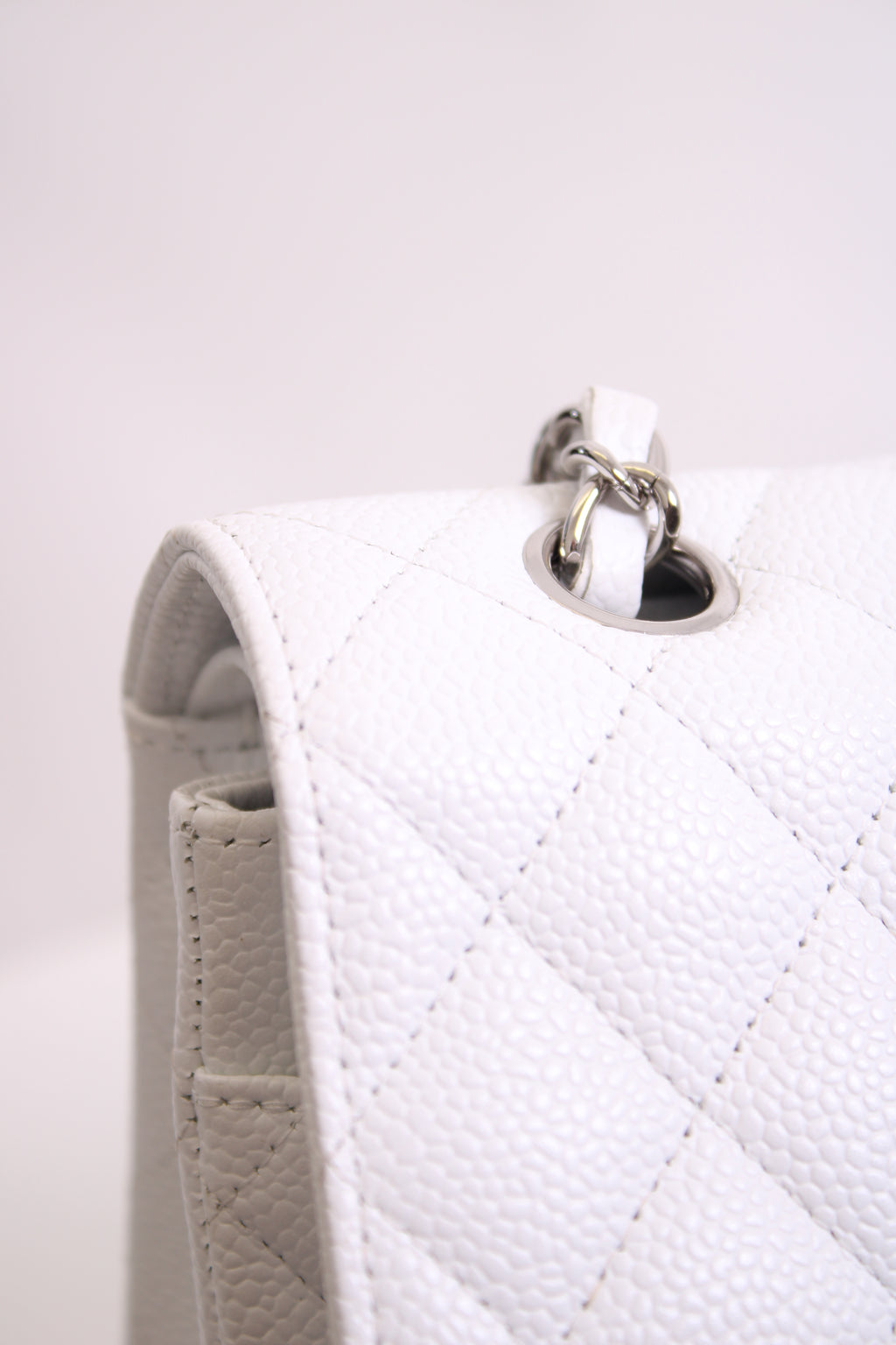 White Chanel Classic Flap