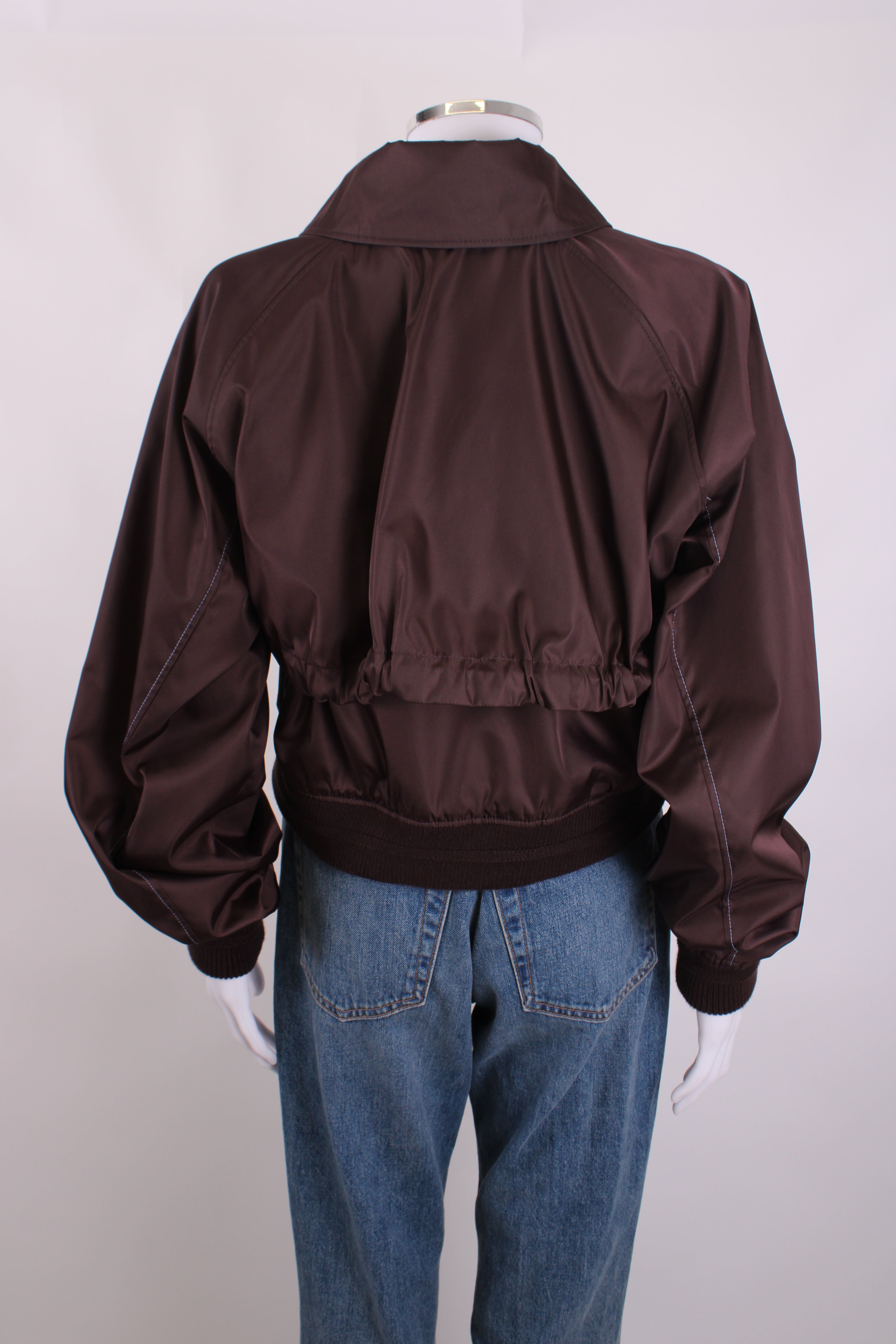 Victoria Beckham Harrington Satin Bomber Jacket Brown L