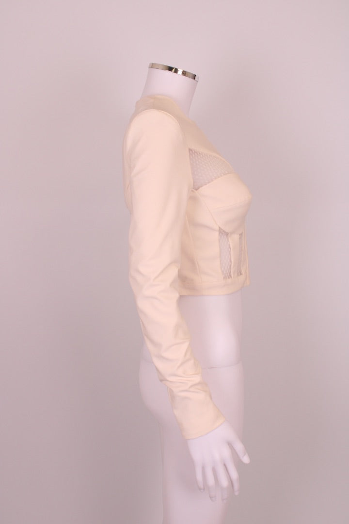 Elisabetta Franchi Bustier Effect Cropped Jacket Cream 8