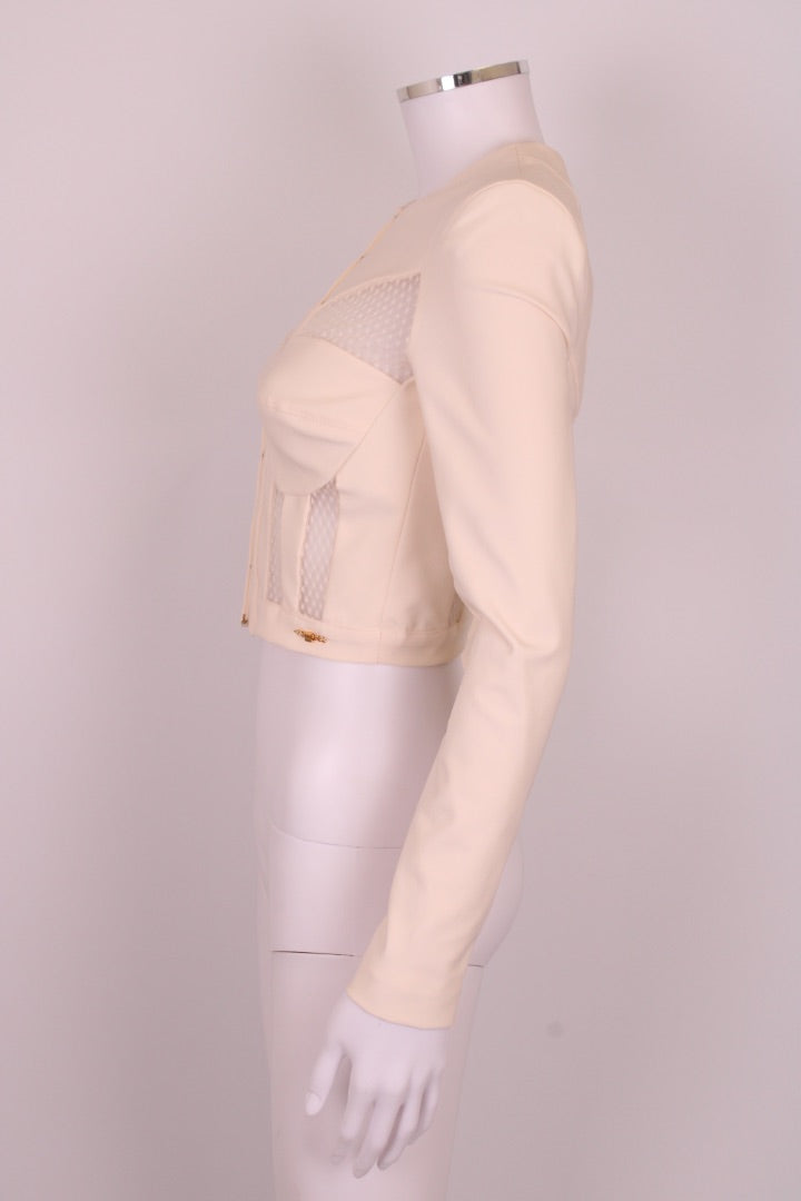 Elisabetta Franchi Bustier Effect Cropped Jacket Cream 8