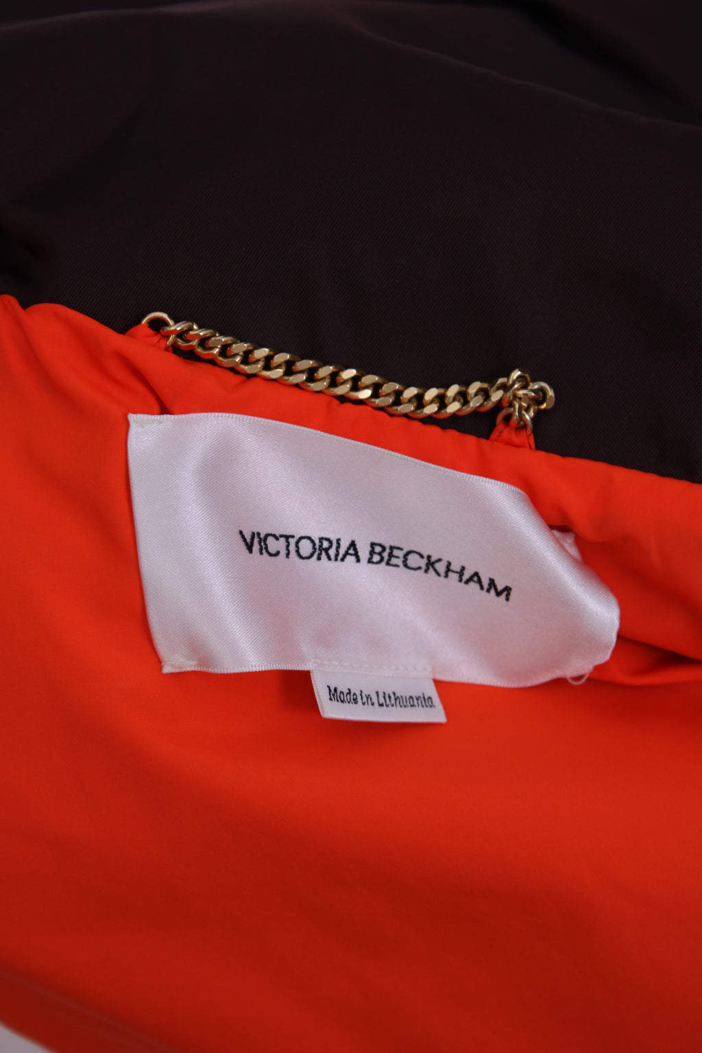 Victoria Beckham Harrington Satin Bomber Jacket Brown L