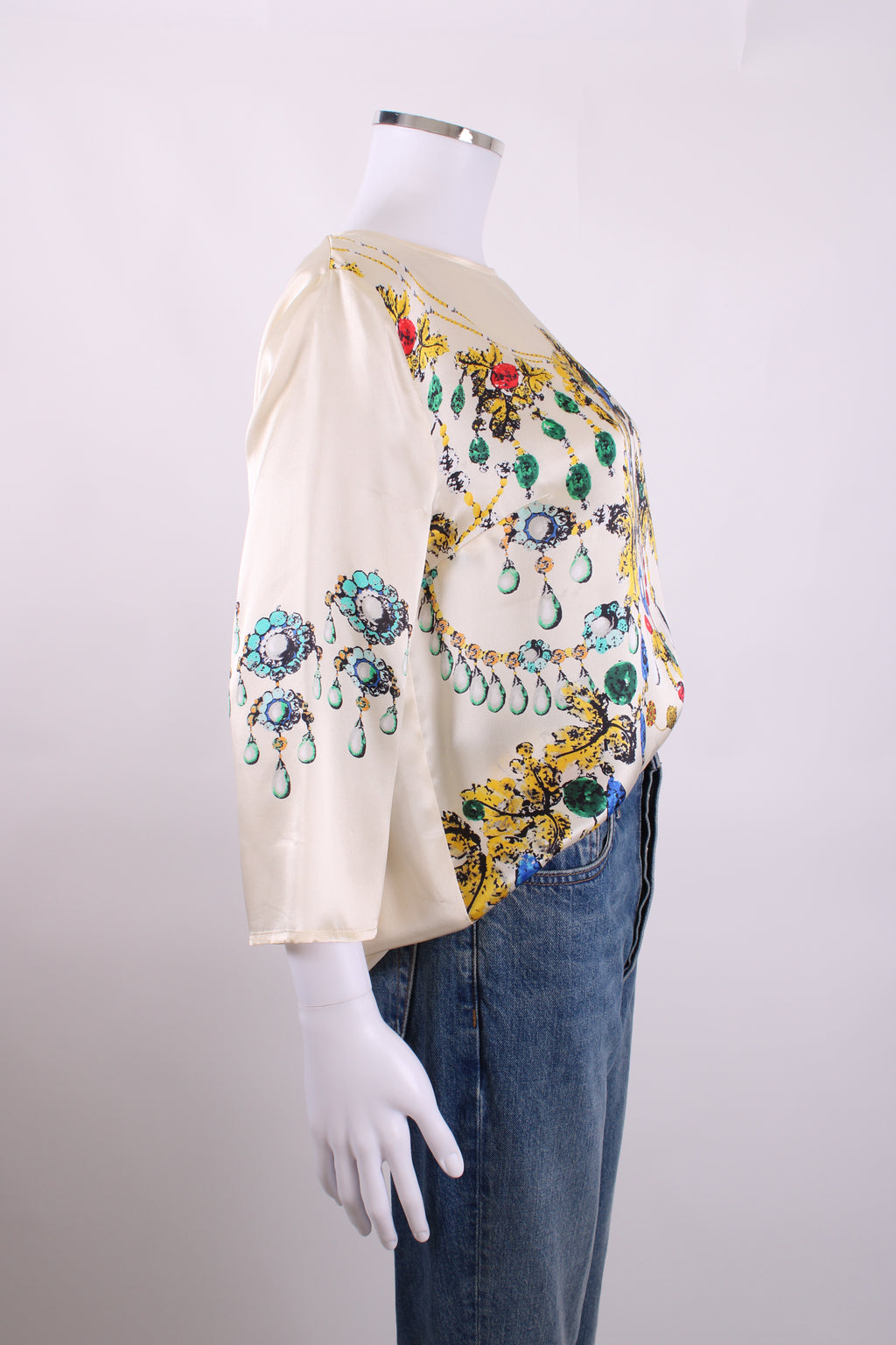 Blumarine L/S Jewell Print Blouse Cream/ Yellow 14