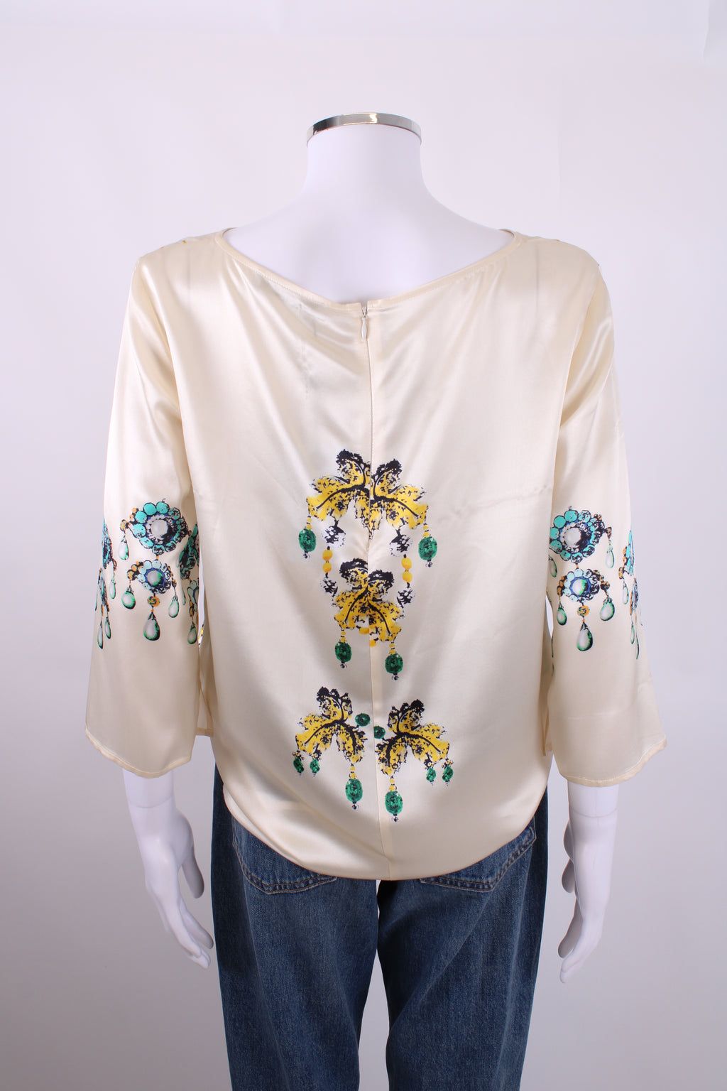 Blumarine L/S Jewell Print Blouse Cream/ Yellow 14