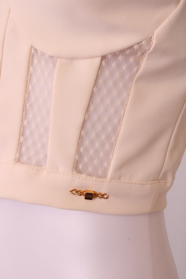 Elisabetta Franchi Bustier Effect Cropped Jacket Cream 8