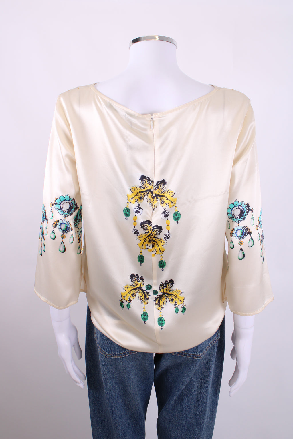 Blumarine L/S Jewell Print Blouse Cream/ Yellow 14