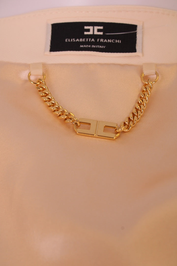 Elisabetta Franchi Bustier Effect Cropped Jacket Cream 8