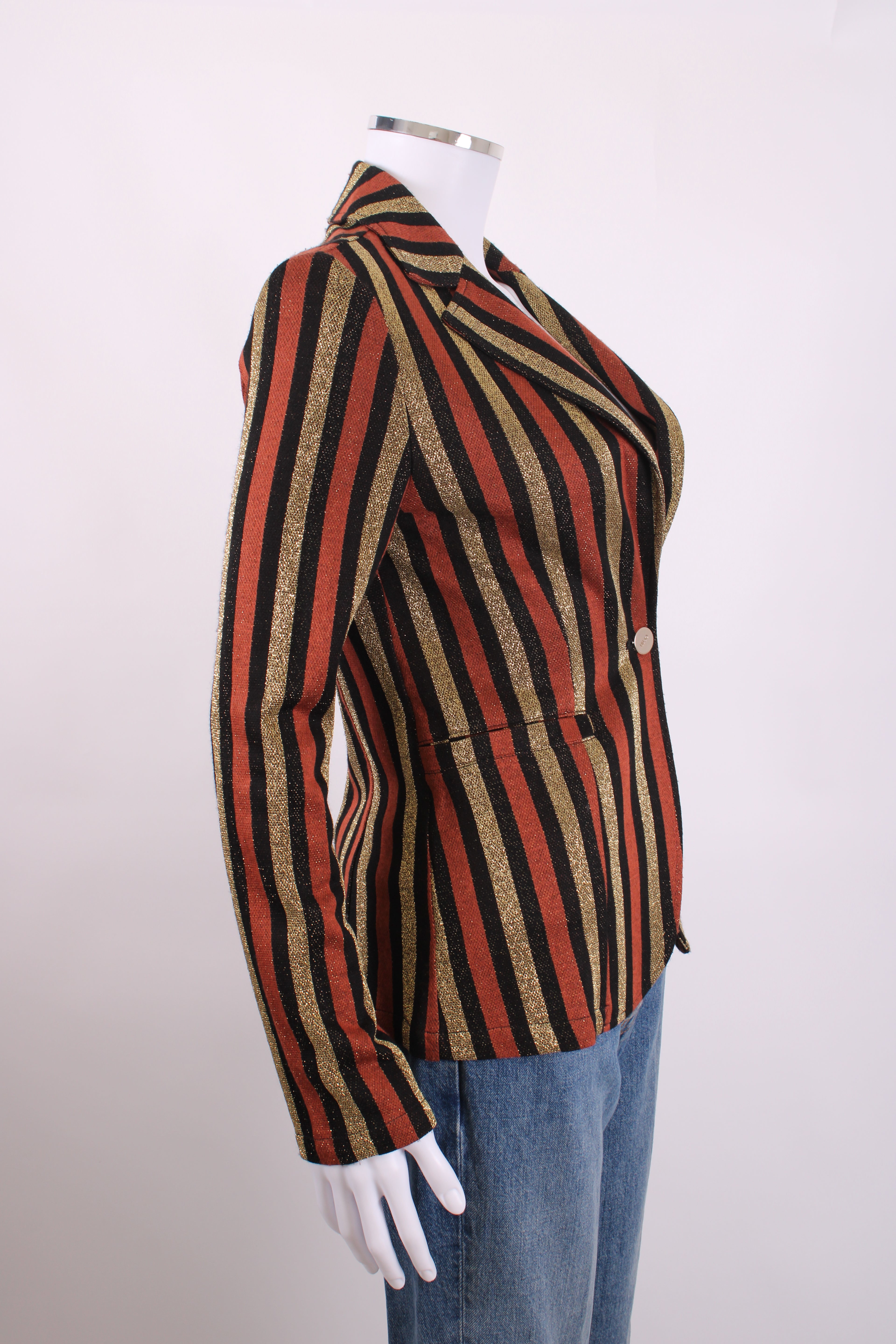 LIU.JO Stripe Metallic Jacket Brown/ Gold XS