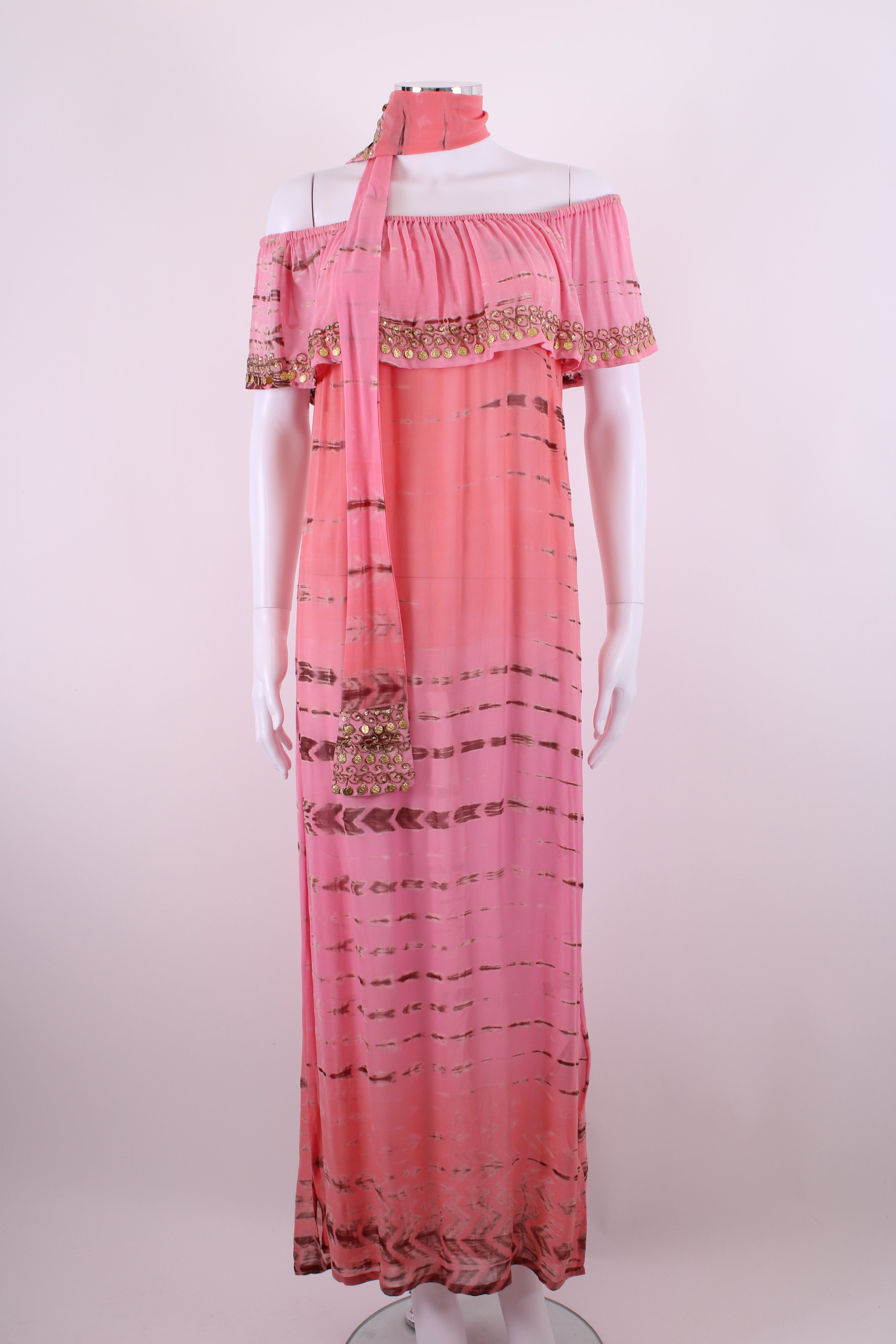 Lindsey Brown Tie Dye Maxi Dress Pink M