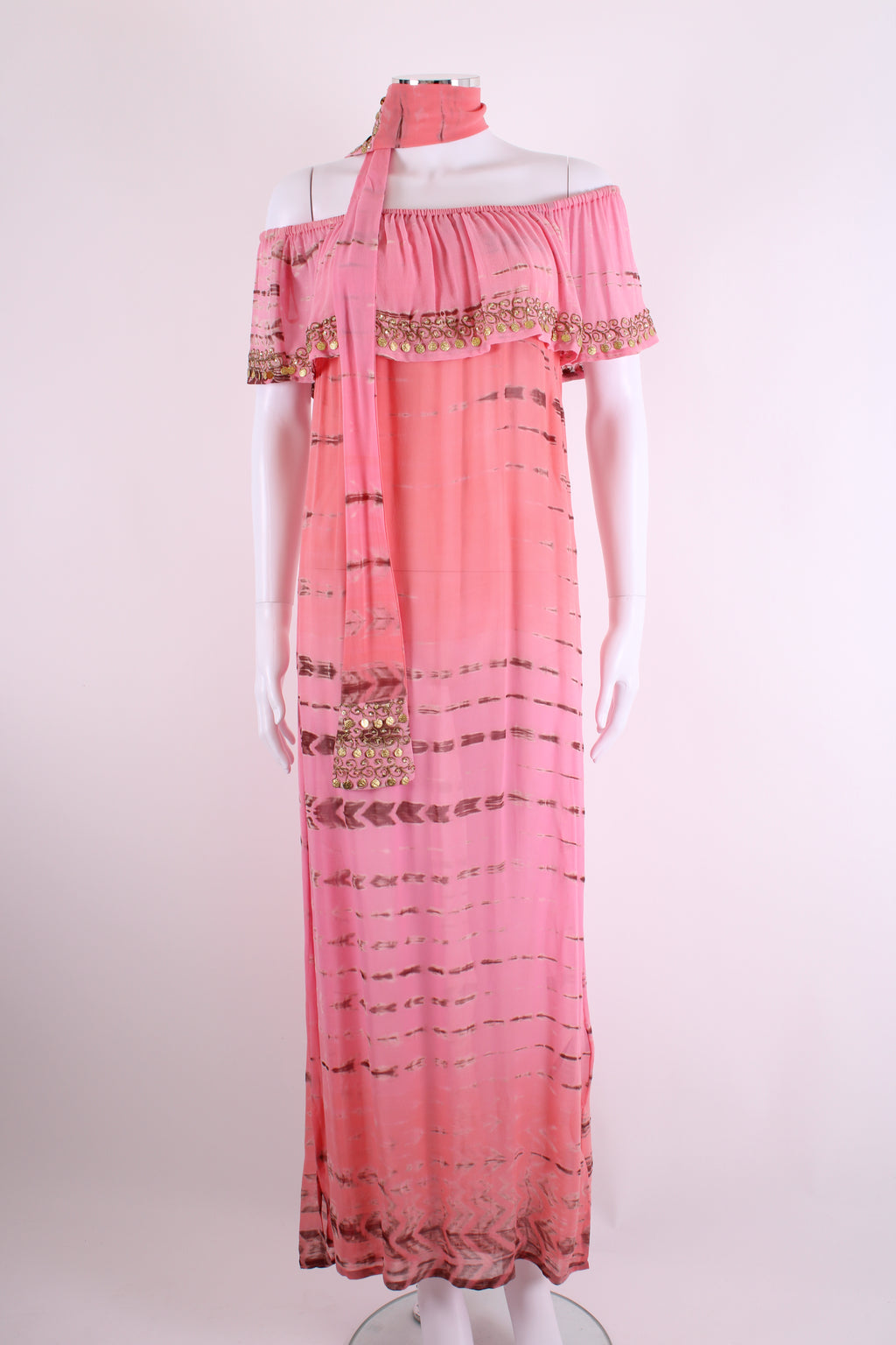 Lindsey Brown Tie Dye Maxi Dress Pink M