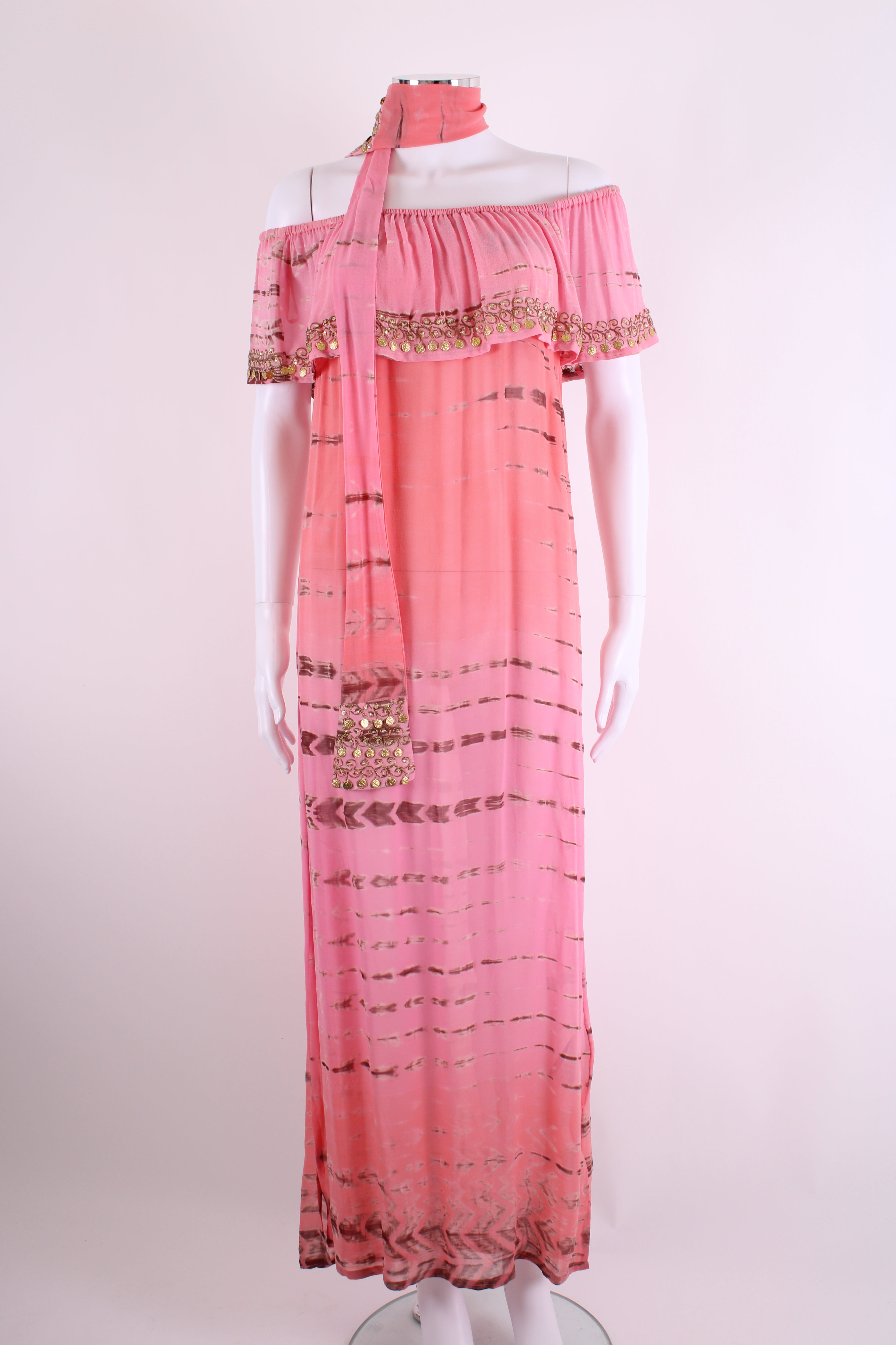 Lindsey Brown Tie Dye Maxi Dress Pink M