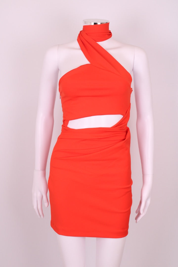 Gauge81 Halter Neck Ruched Dress Orange XS