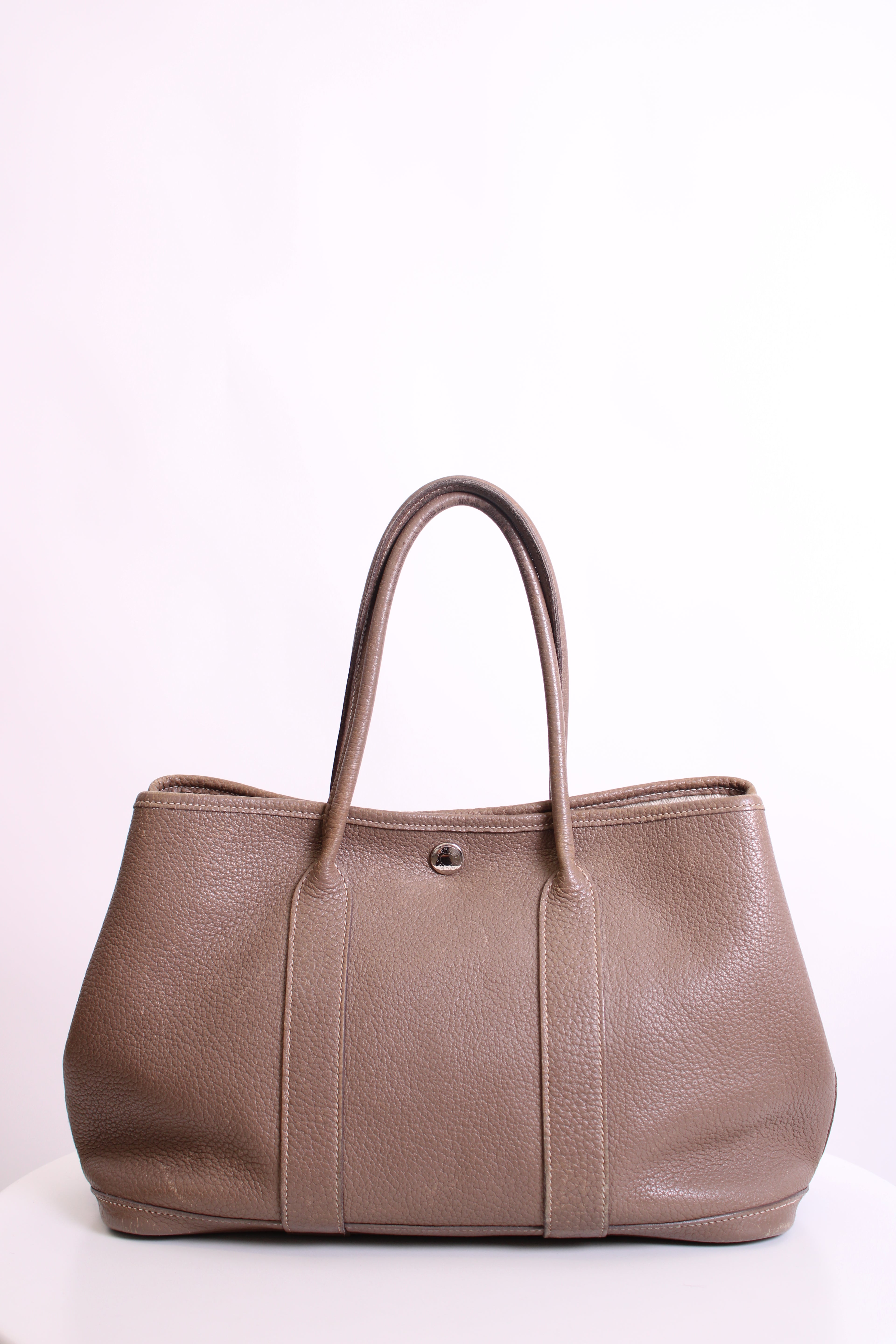 Taupe Hermes Garden Party 30 Etoupe Clemence Leather, 30