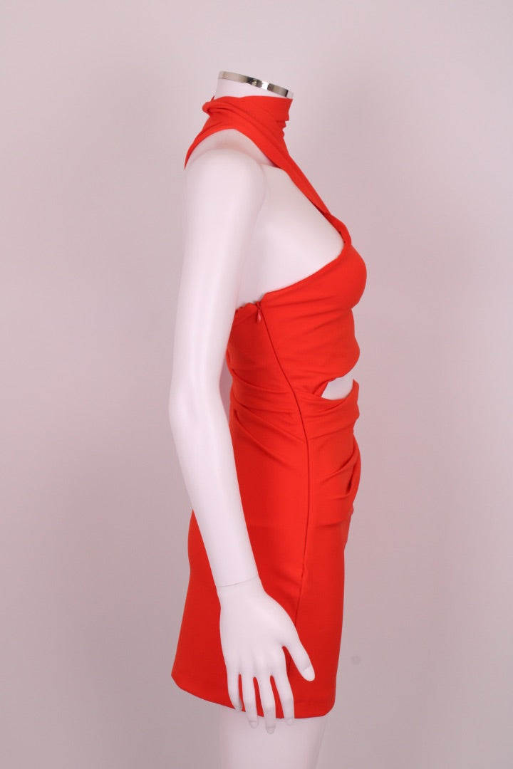 Gauge81 Halter Neck Ruched Dress Orange XS