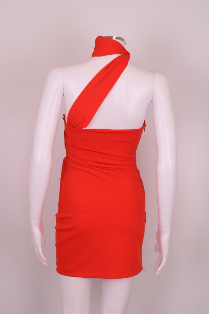 Gauge81 Halter Neck Ruched Dress Orange XS