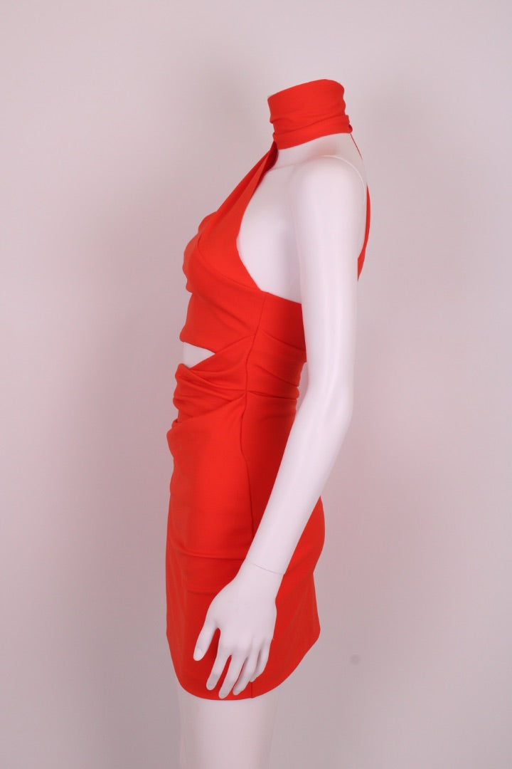 Gauge81 Halter Neck Ruched Dress Orange XS