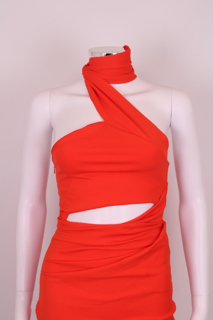 Gauge81 Halter Neck Ruched Dress Orange XS