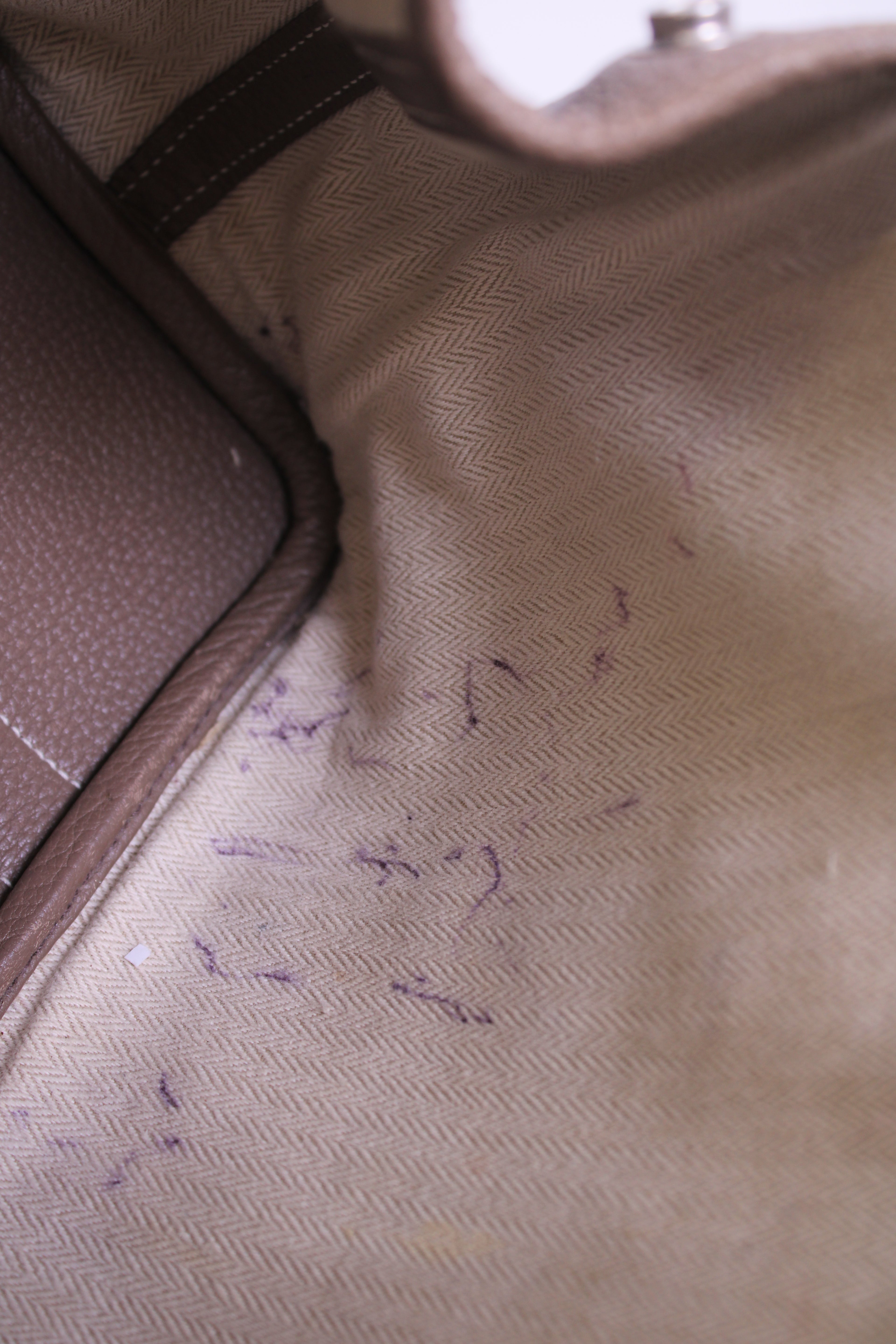 Taupe Hermes Garden Party 30 Etoupe Clemence Leather, 30