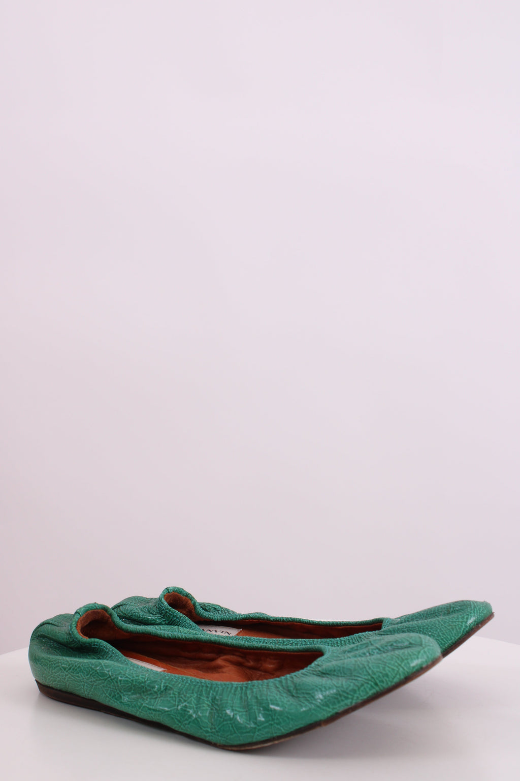 Lanvin Patent Ballet Shoes Green 38