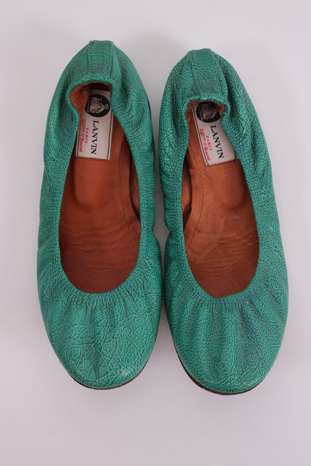 Lanvin Patent Ballet Shoes Green 38