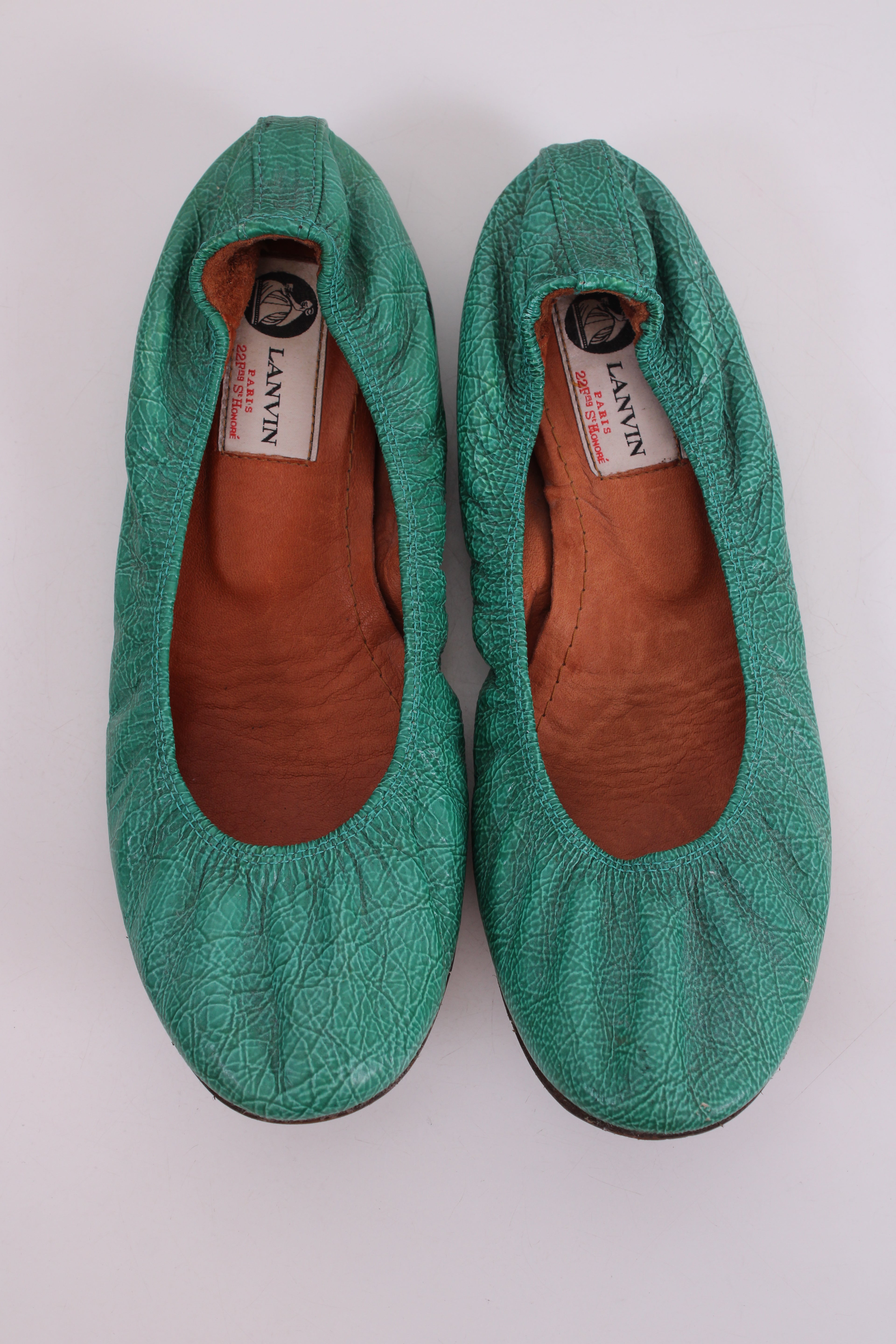 Lanvin Patent Ballet Shoes Green 38