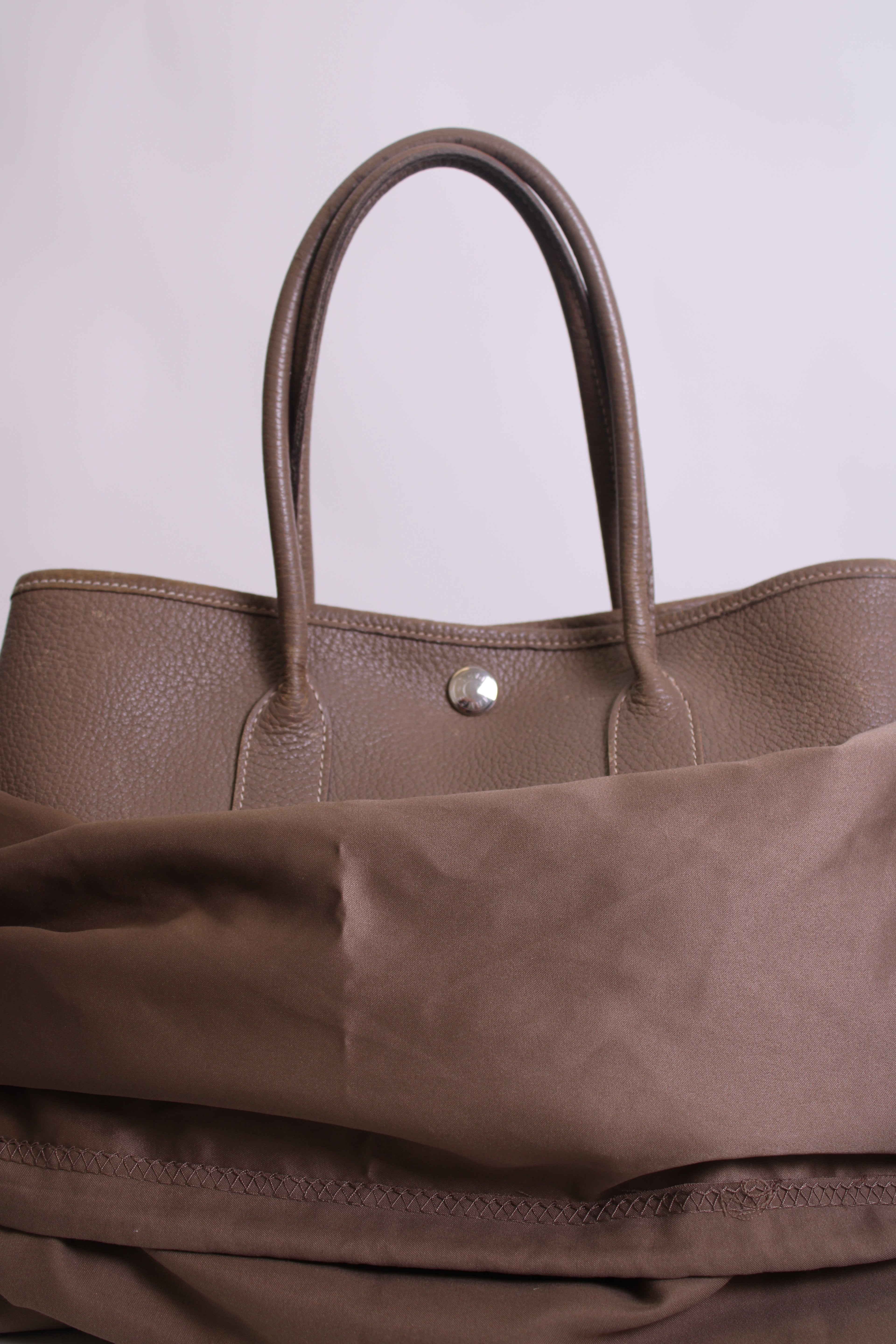 Taupe Hermes Garden Party 30 Etoupe Clemence Leather, 30