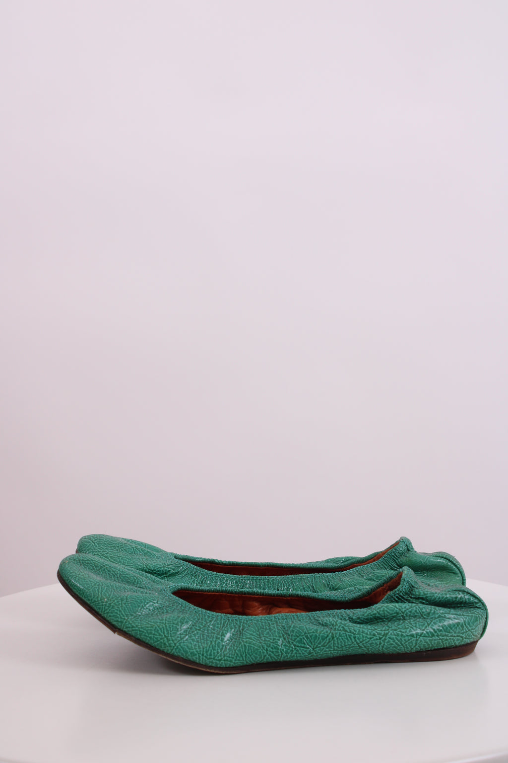 Lanvin Patent Ballet Shoes Green 38