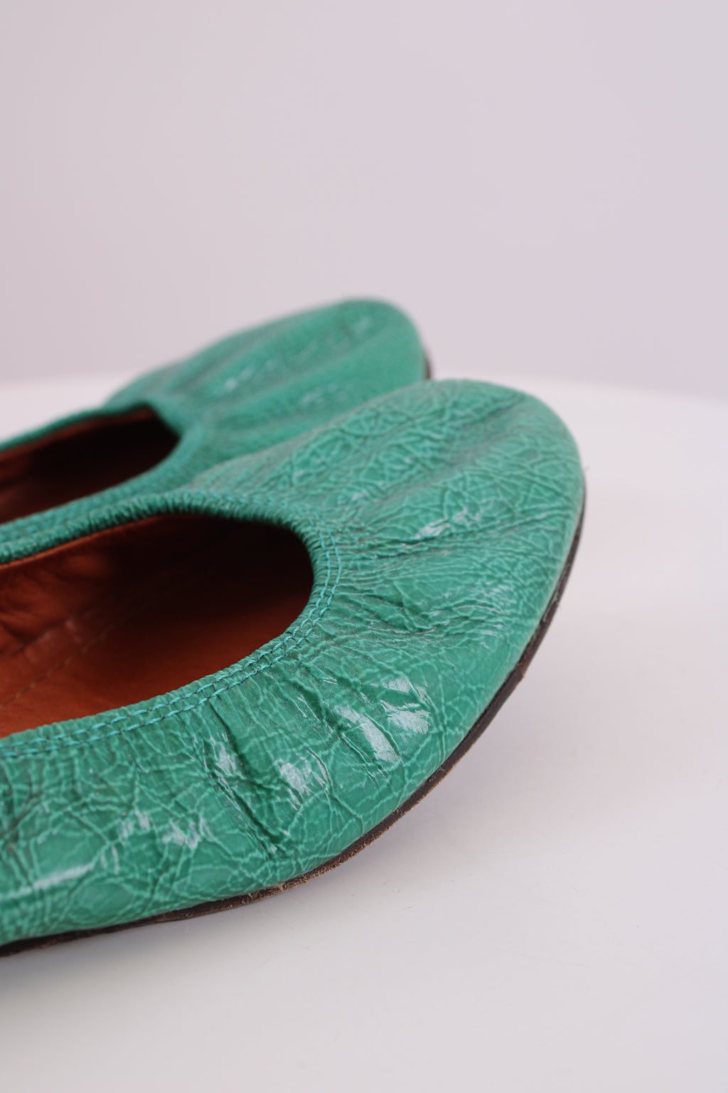 Lanvin Patent Ballet Shoes Green 38