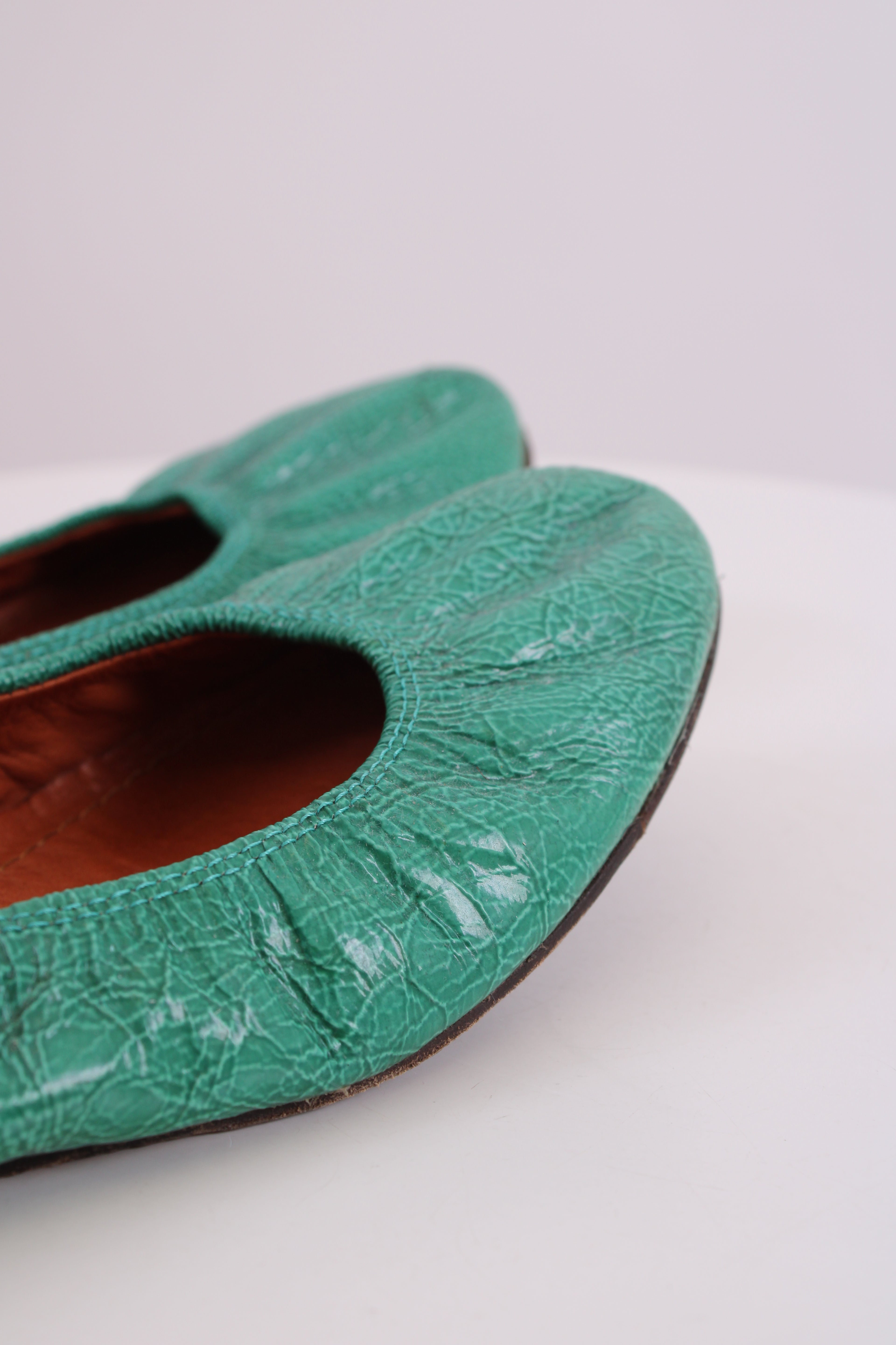 Lanvin Patent Ballet Shoes Green 38