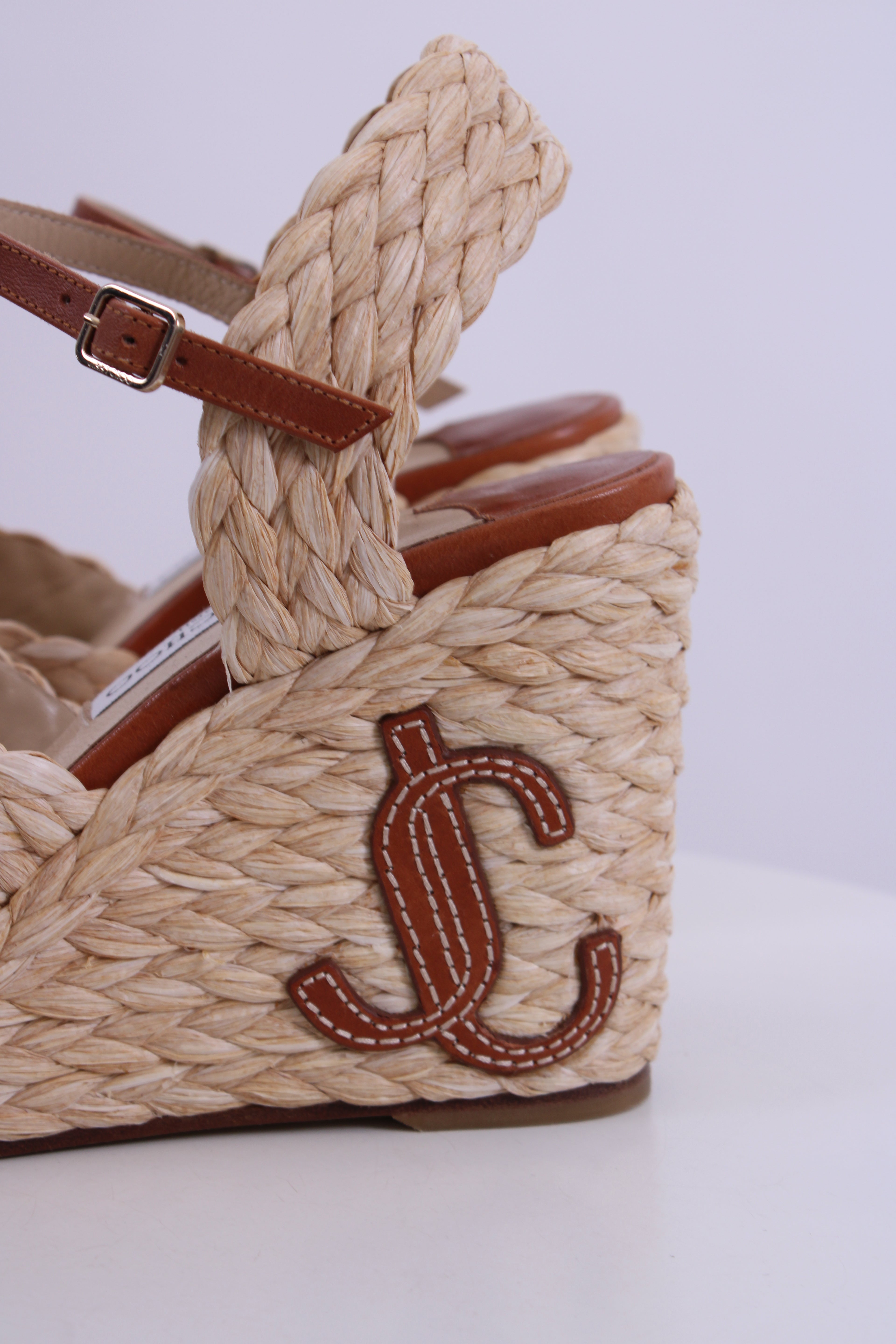 Jimmy Choo Rope Heel Wedges Tan 37.5