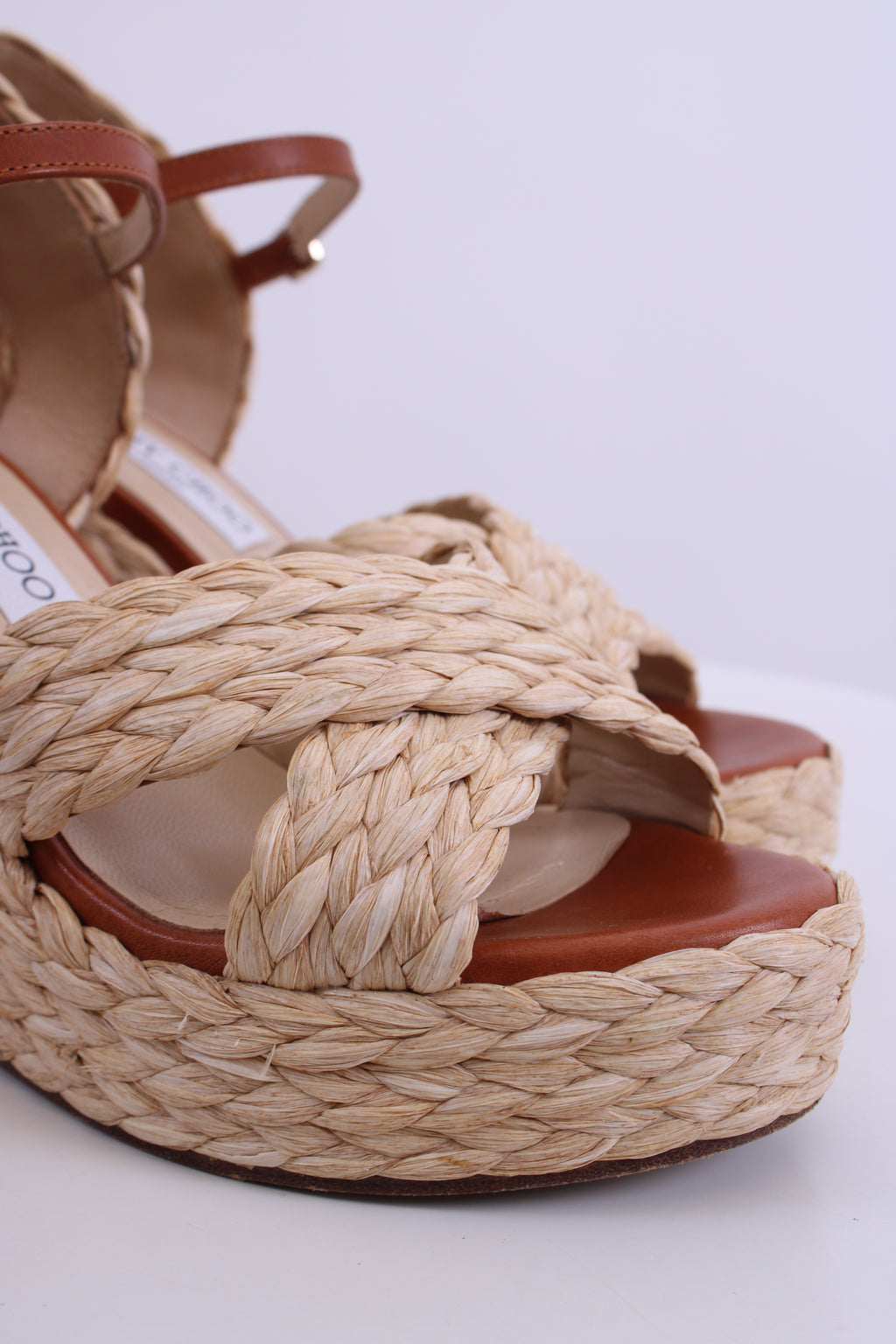 Jimmy Choo Rope Heel Wedges Tan 37.5