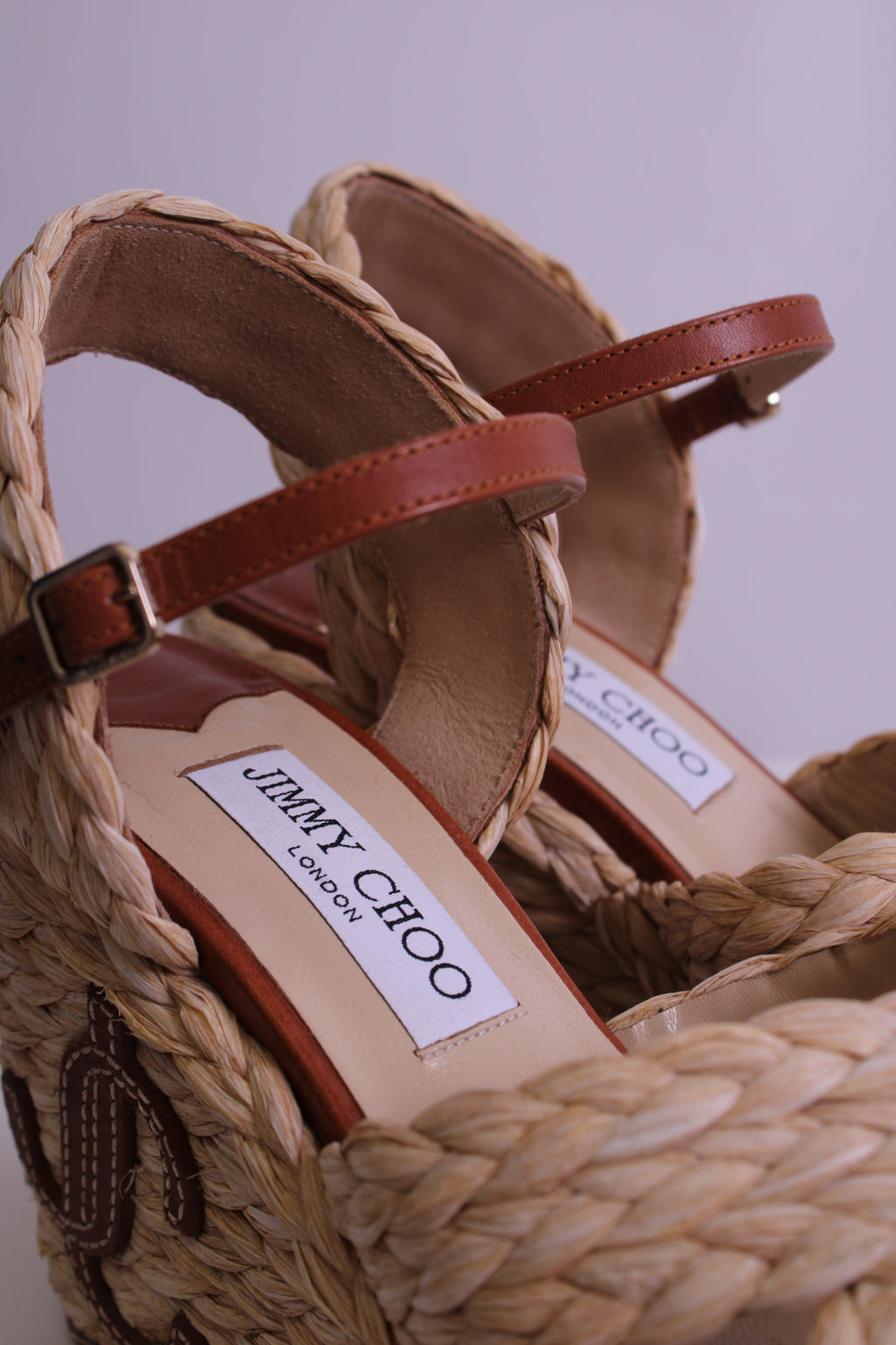 Jimmy Choo Rope Heel Wedges Tan 37.5