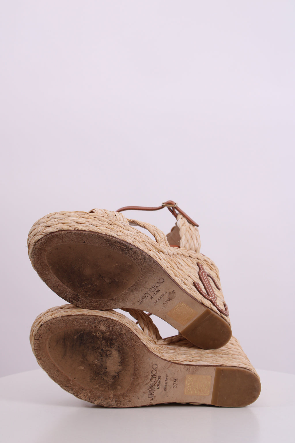 Jimmy Choo Rope Heel Wedges Tan 37.5