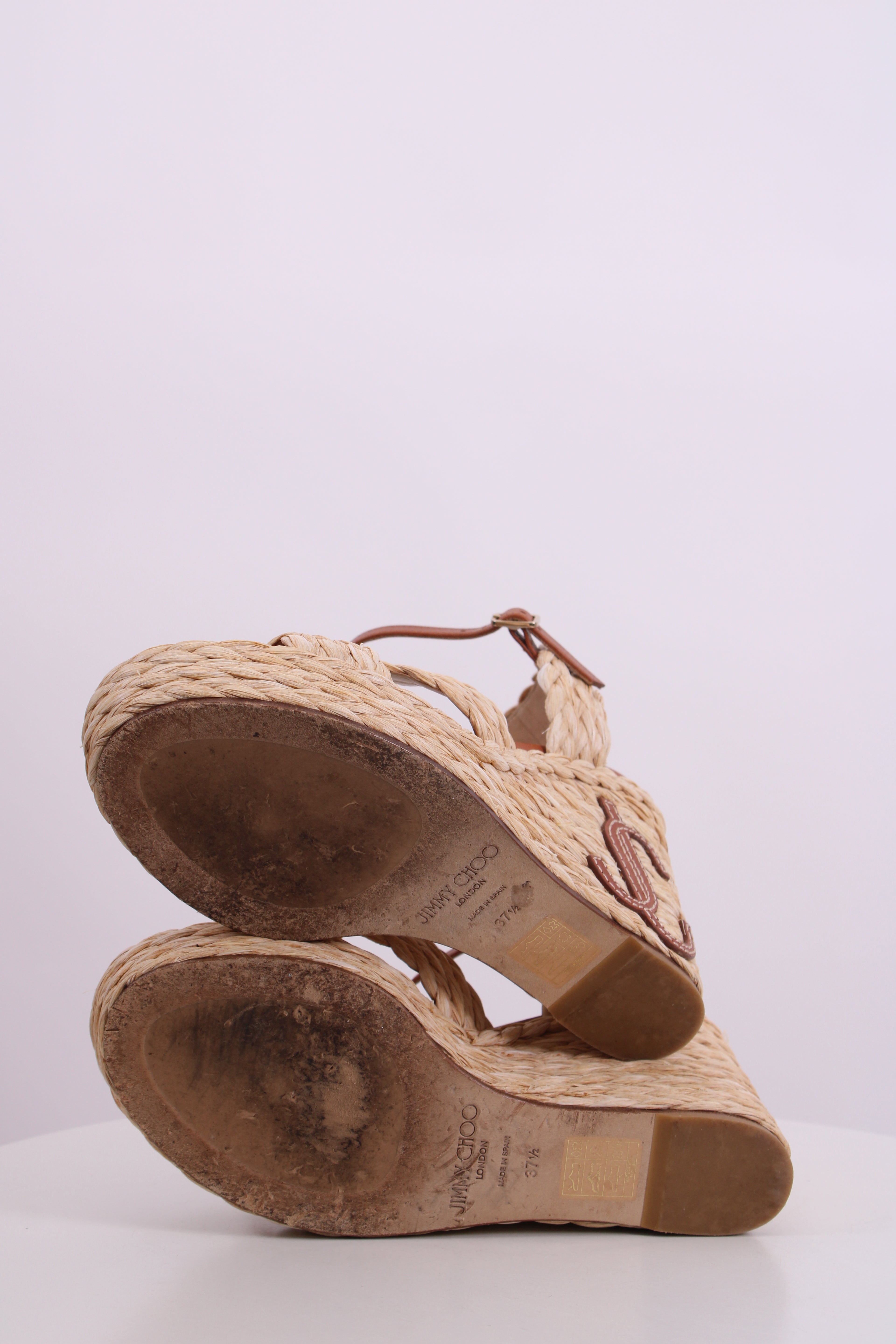 Jimmy Choo Rope Heel Wedges Tan 37.5