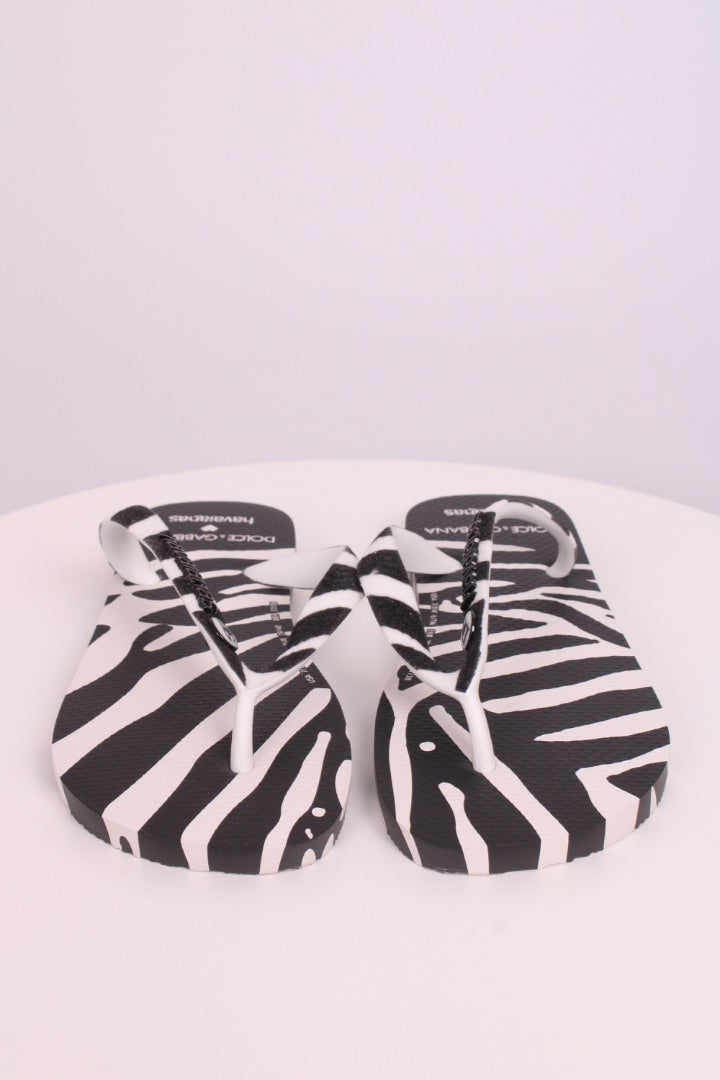 Havaianas X Dolce & Gabbana Flip Flop Sandals Zebra Print 39