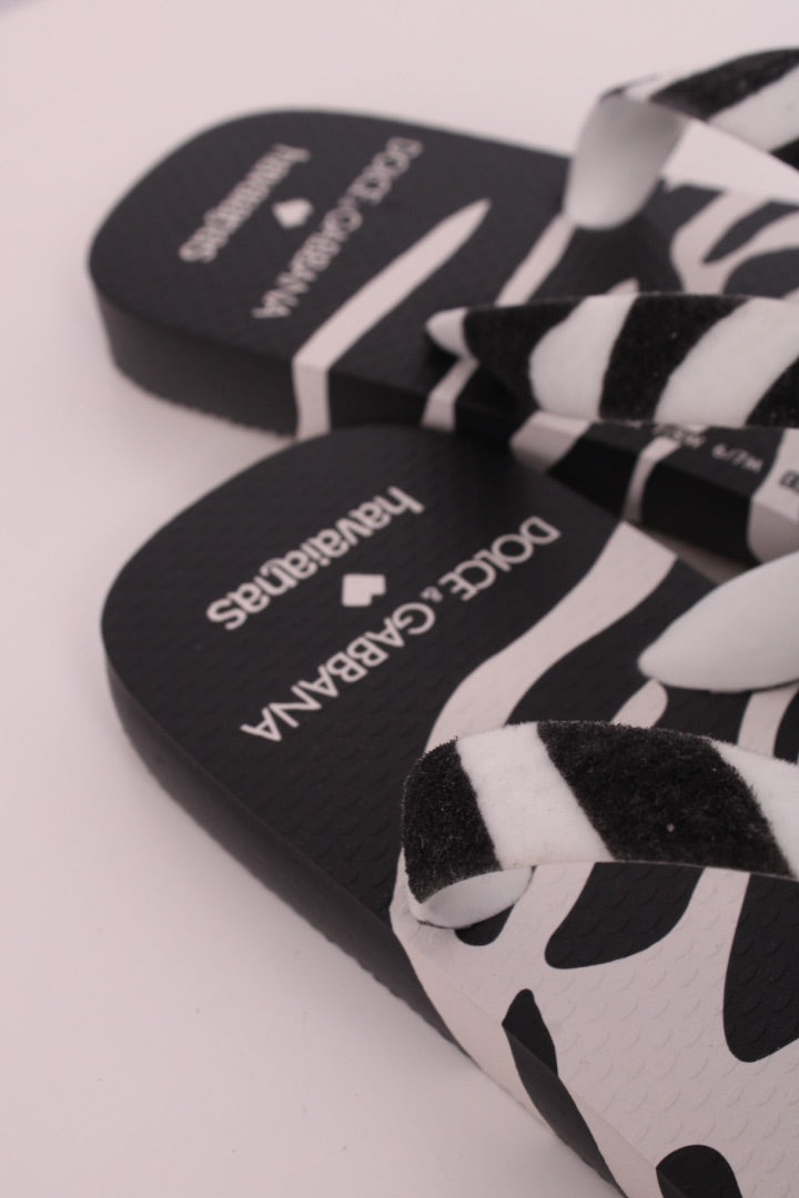 Havaianas X Dolce & Gabbana Flip Flop Sandals Zebra Print 39